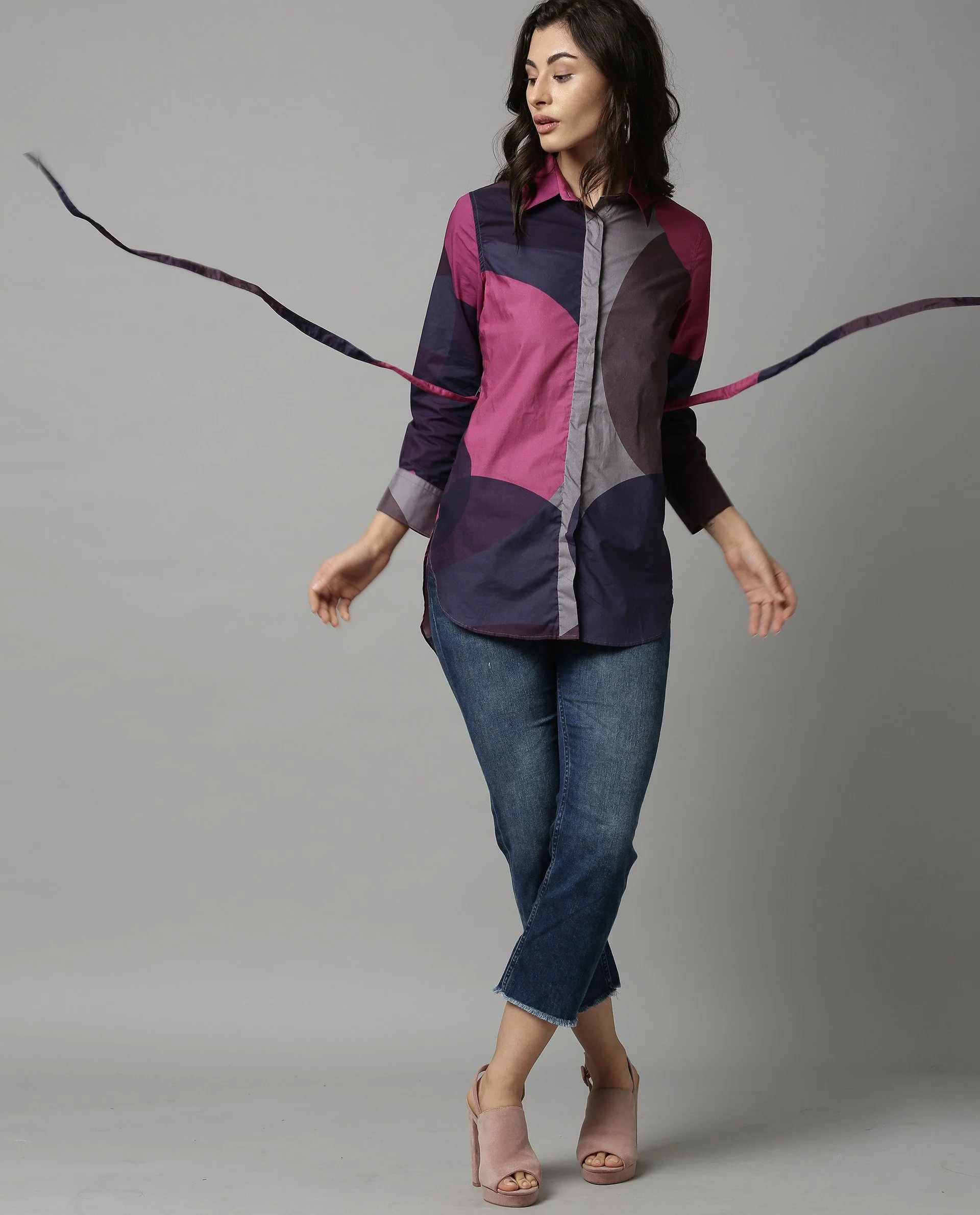 Rareism Women Demi Pink Top Full Sleeves Printed - Image 2