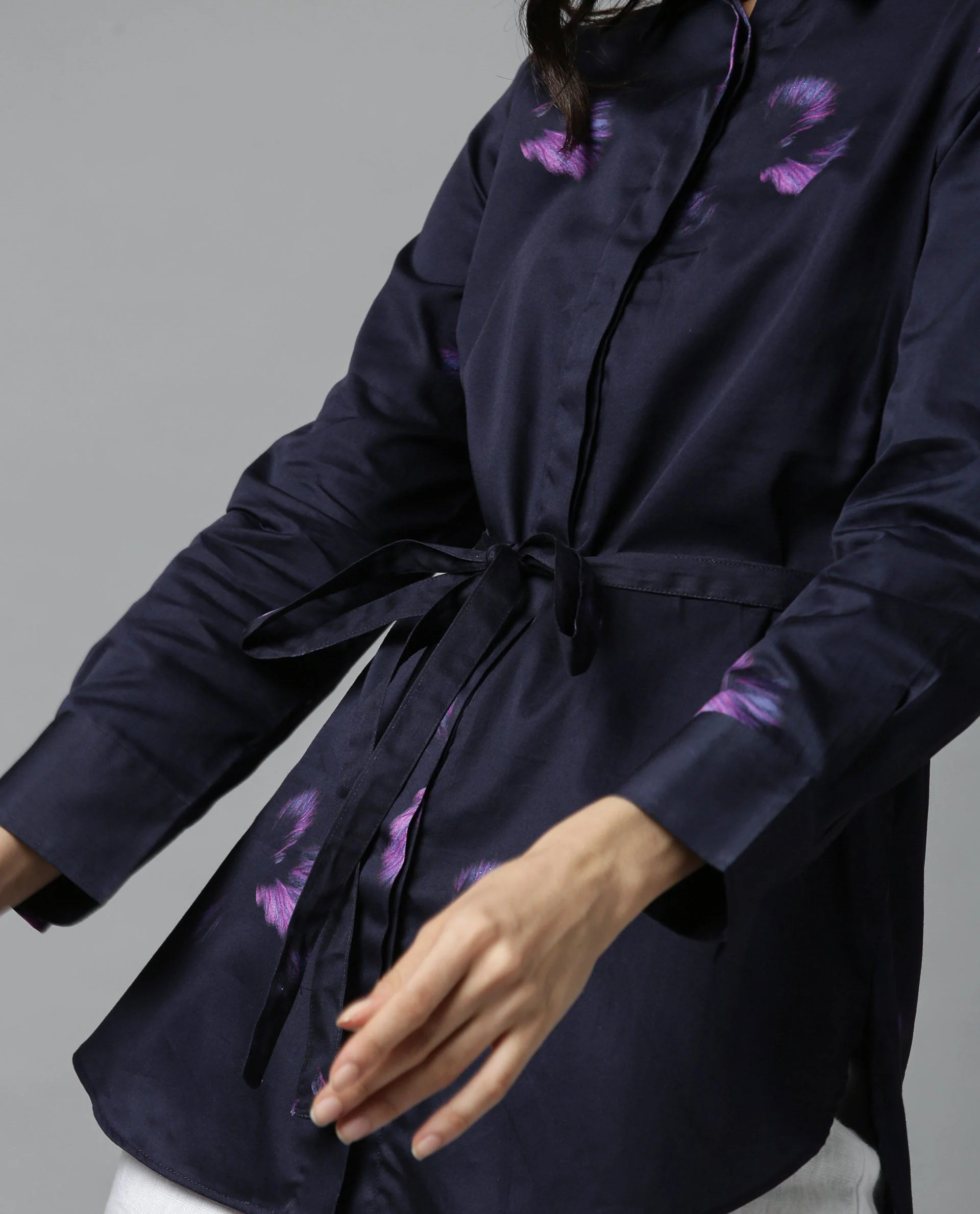 Rareism Women Demi Navy Top Full Sleeves Printed - Image 5
