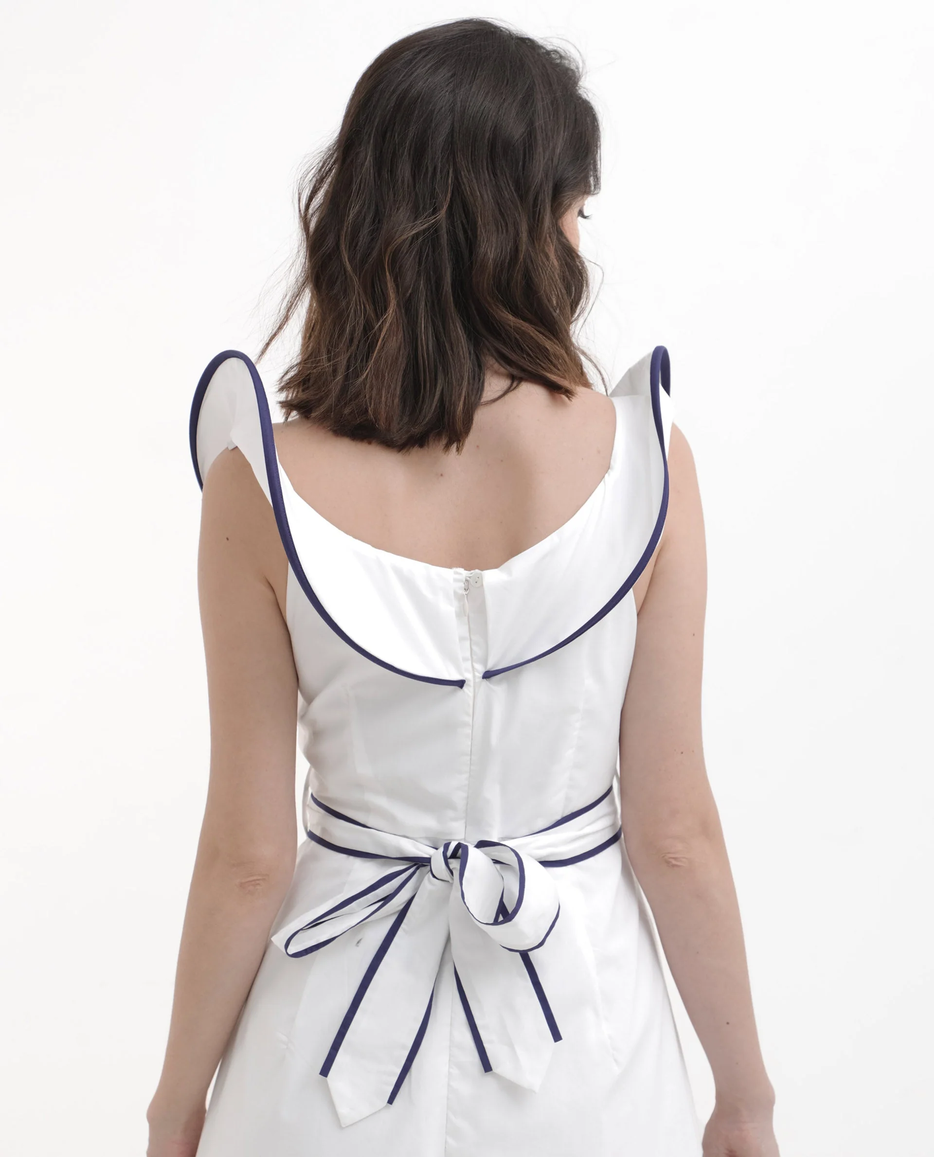 Rareism Women's Demono White Cotton Spread Collar Plain Sleeveless Maxi Fit And Flare Dress - Image 11
