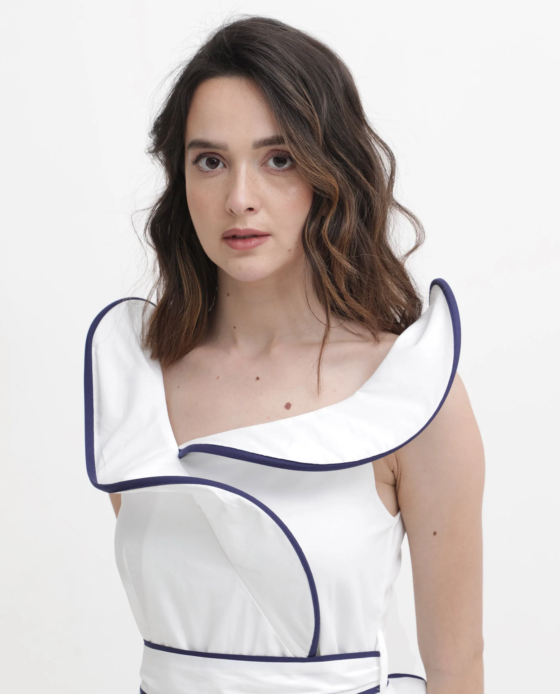Rareism Women's Demono White Cotton Spread Collar Plain Sleeveless Maxi Fit And Flare Dress - Image 2