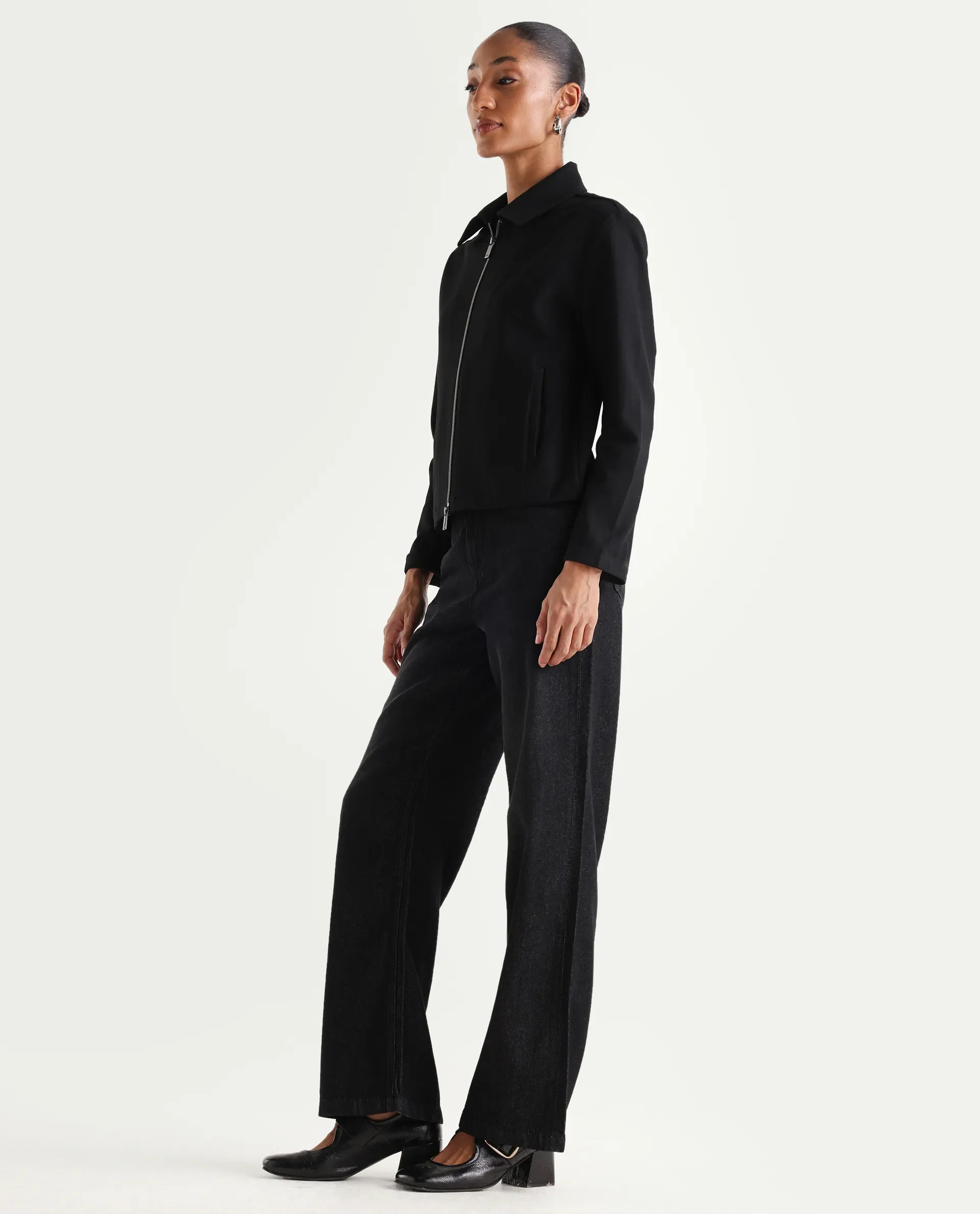 Rareism Women's Dency Black Cotton Straight Plain Jeans - Image 5