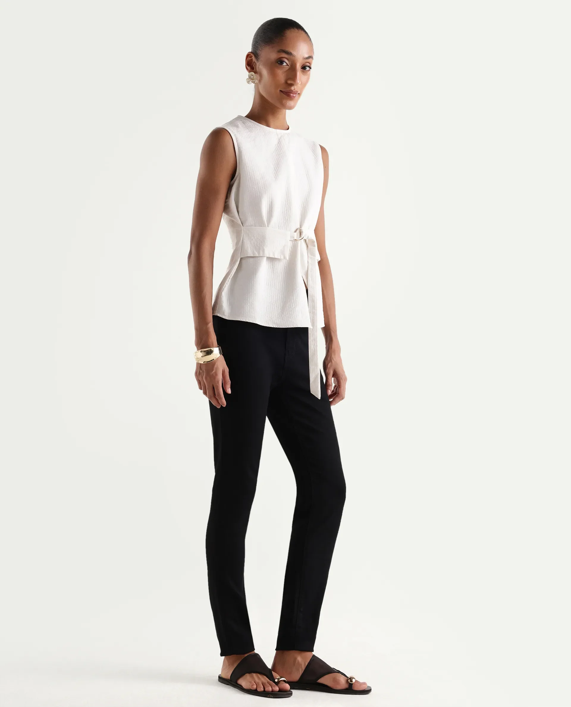 Rareism Women's Dengo Black Cotton Blend Skinny Plain Jeans - Image 6