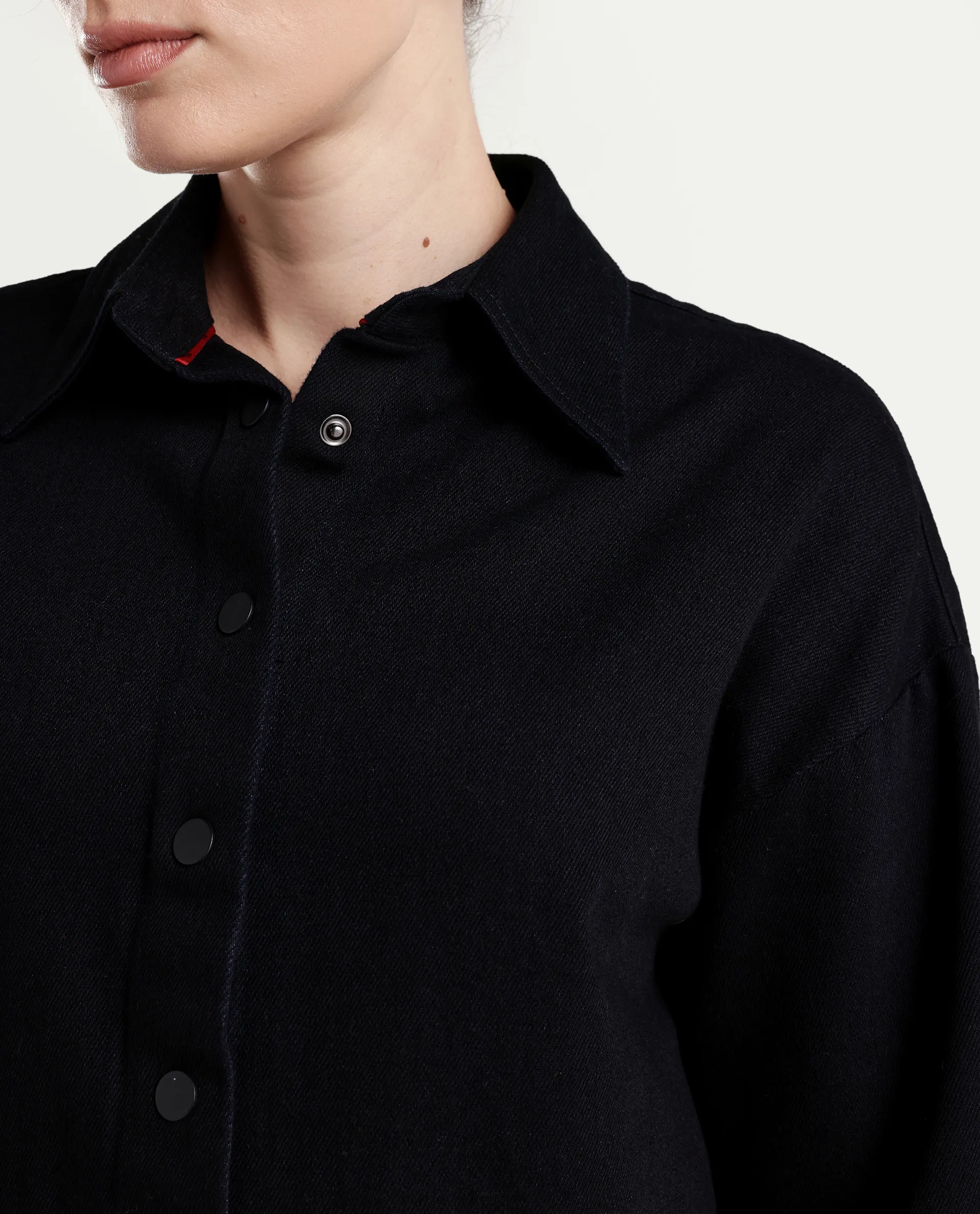 Rareism Women's Deniro Dark Blue Cotton Spread Collar Boxy Plain Shirt - Image 4