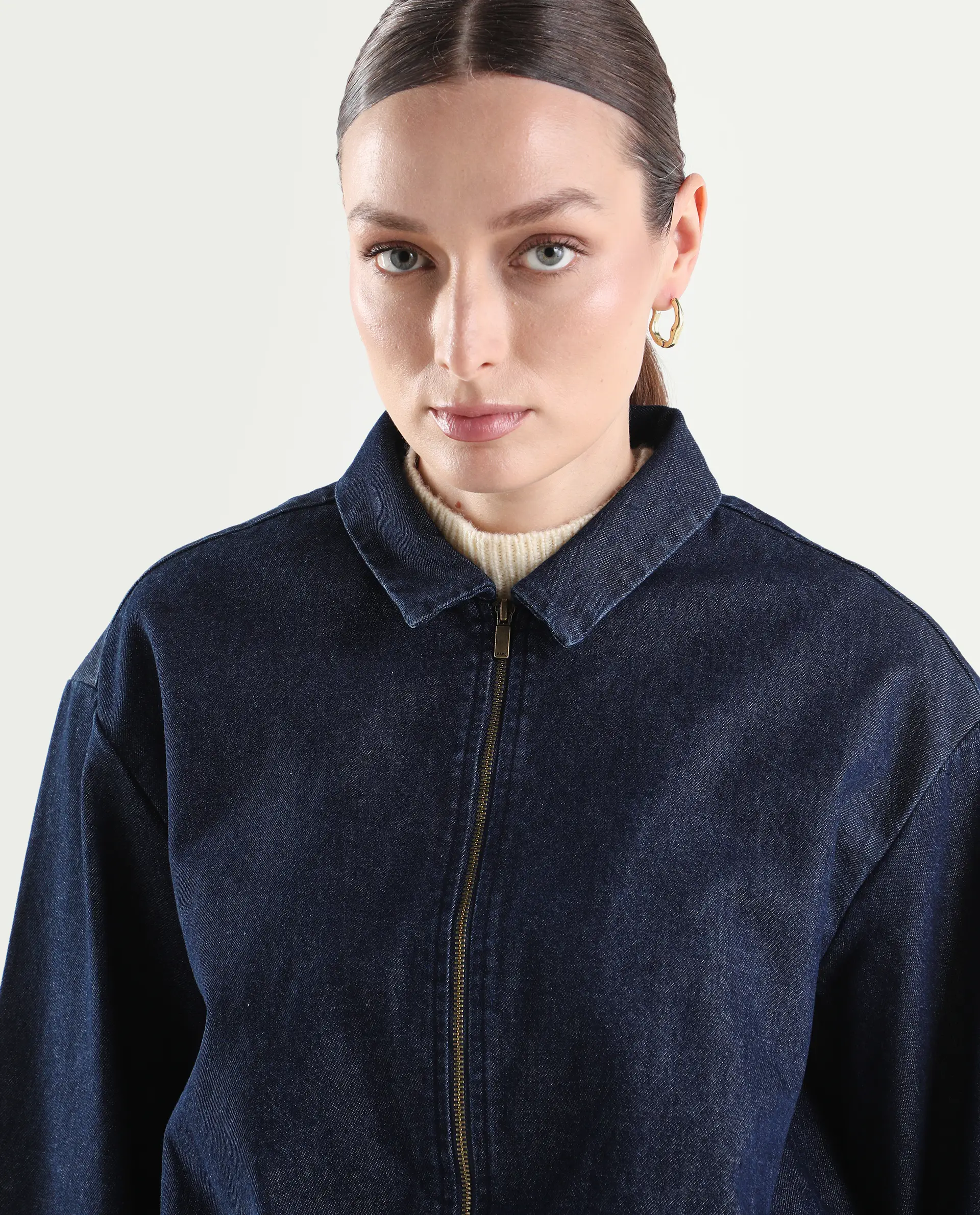 Rareism Women's Denjac Dark Blue Cotton Full Sleeve Regular Fit Plain Jacket - Image 5