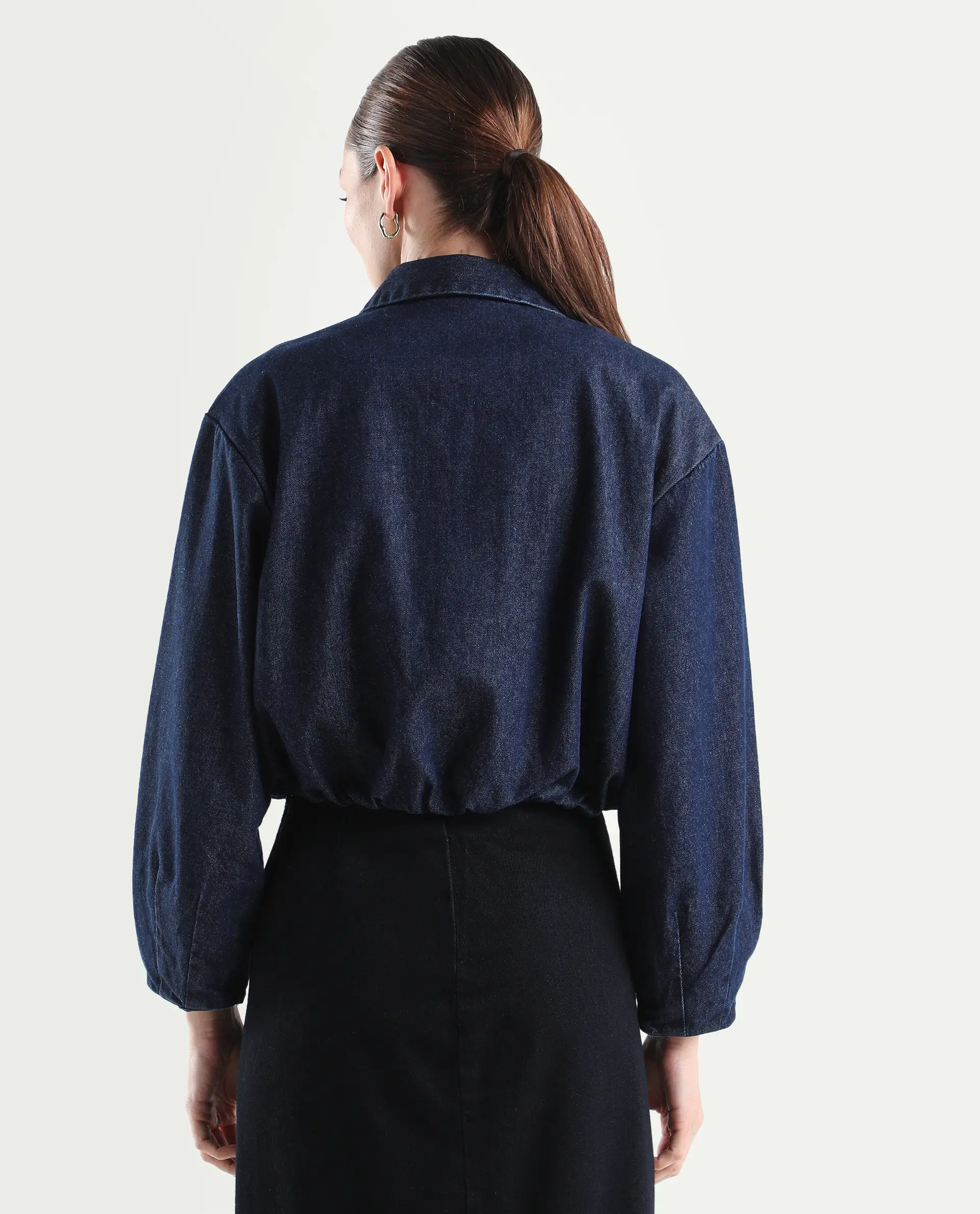 Rareism Women's Denjac Dark Blue Cotton Full Sleeve Regular Fit Plain Jacket - Image 9