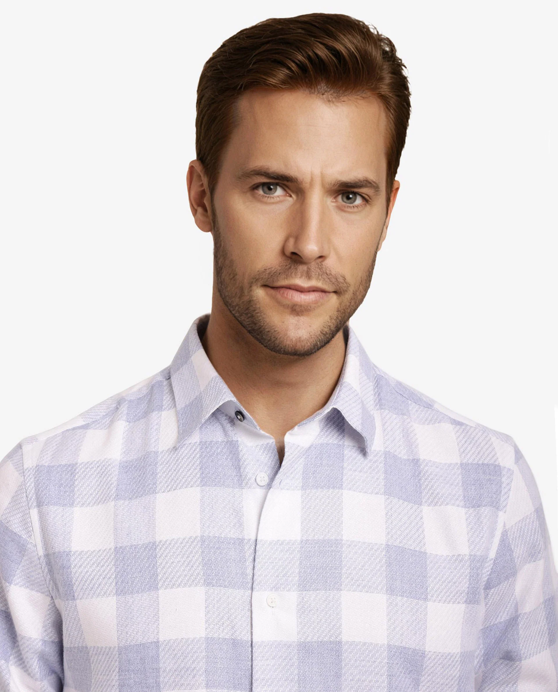 Rare Rabbit Men's Denmark Light Blue Cotton Blend Checked Print Regular Fit Full Sleeve Collared Shirt - Image 2
