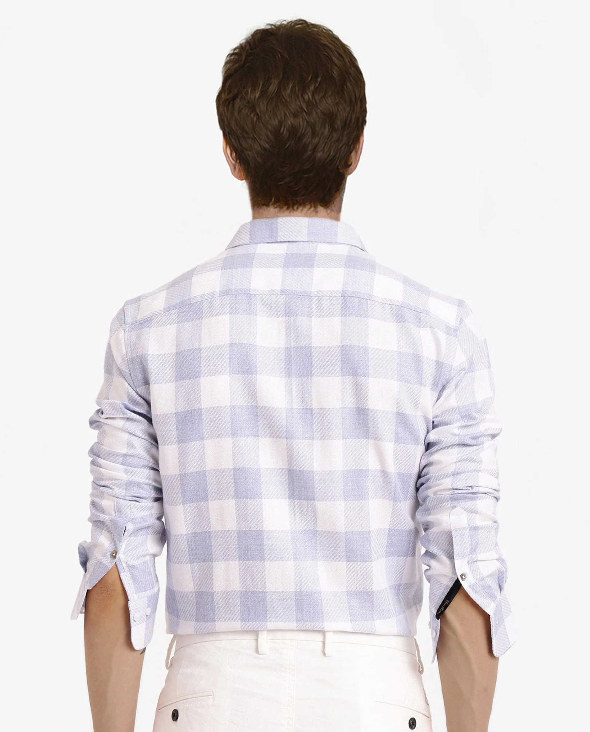 Rare Rabbit Men's Denmark Light Blue Cotton Blend Checked Print Regular Fit Full Sleeve Collared Shirt - Image 5
