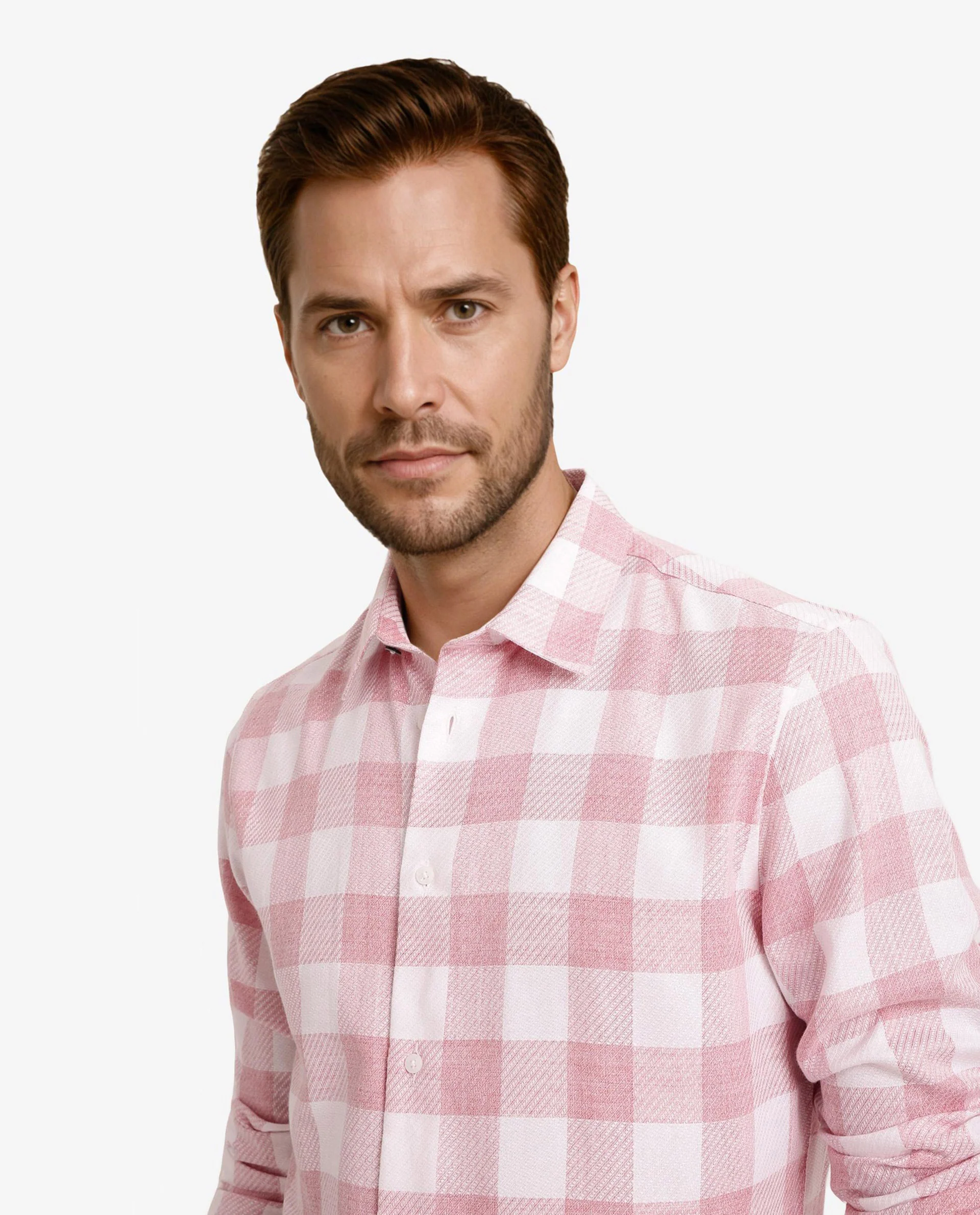 Rare Rabbit Men's Denmark Light Pink Cotton Blend Checked Print Regular Fit Full Sleeve Collared Shirt - Image 2