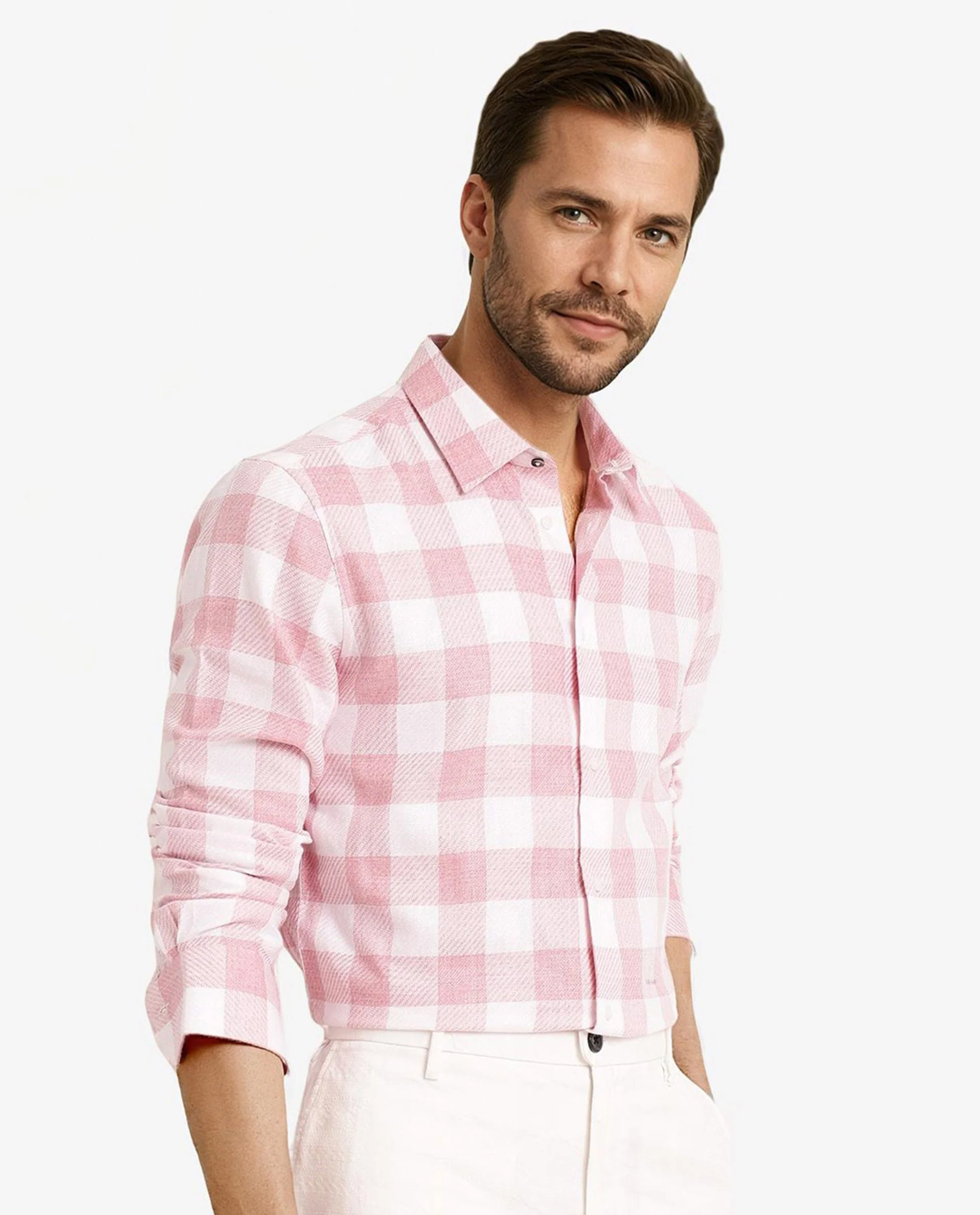 Rare Rabbit Men's Denmark Light Pink Cotton Blend Checked Print Regular Fit Full Sleeve Collared Shirt - Image 4