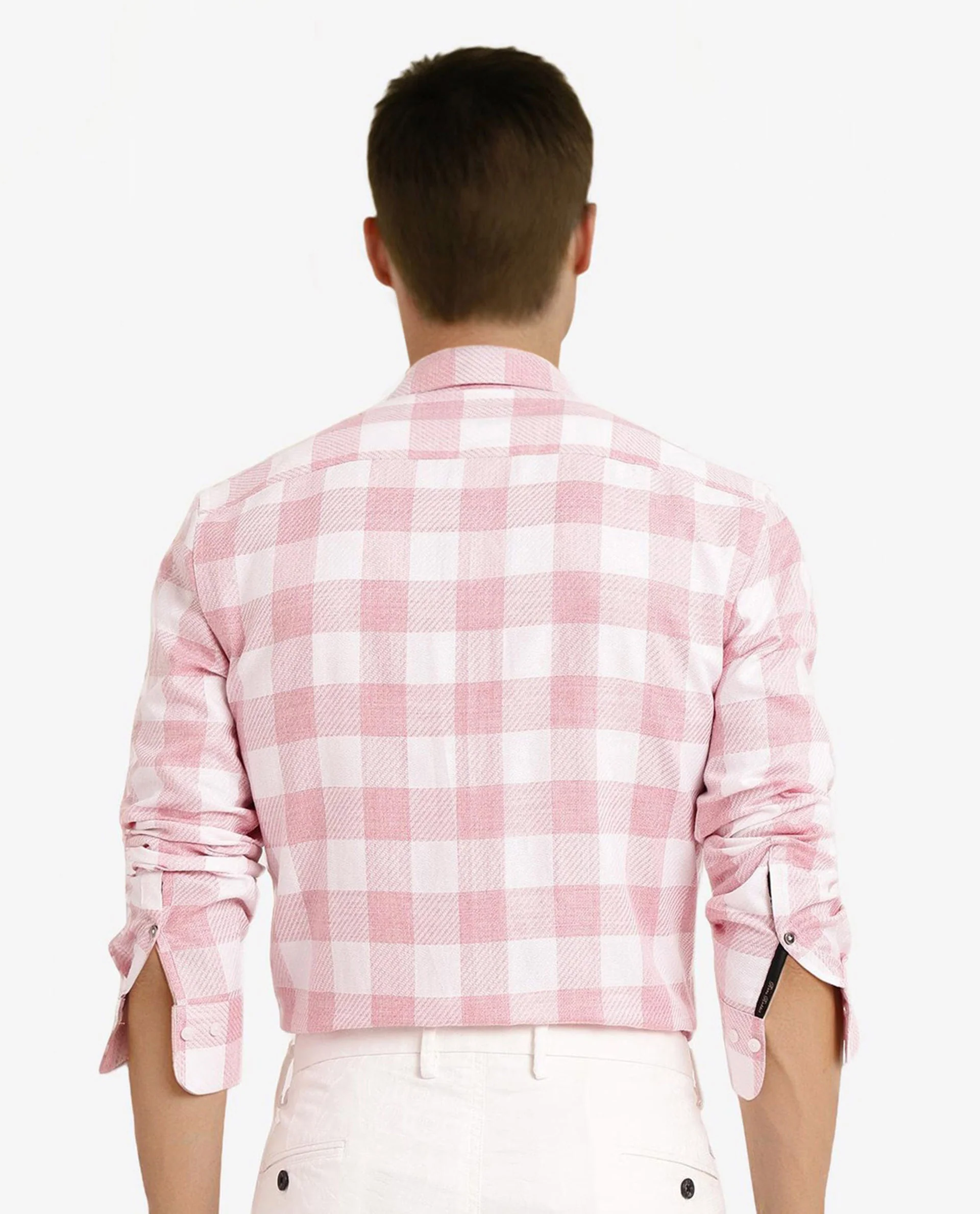 Rare Rabbit Men's Denmark Light Pink Cotton Blend Checked Print Regular Fit Full Sleeve Collared Shirt - Image 5