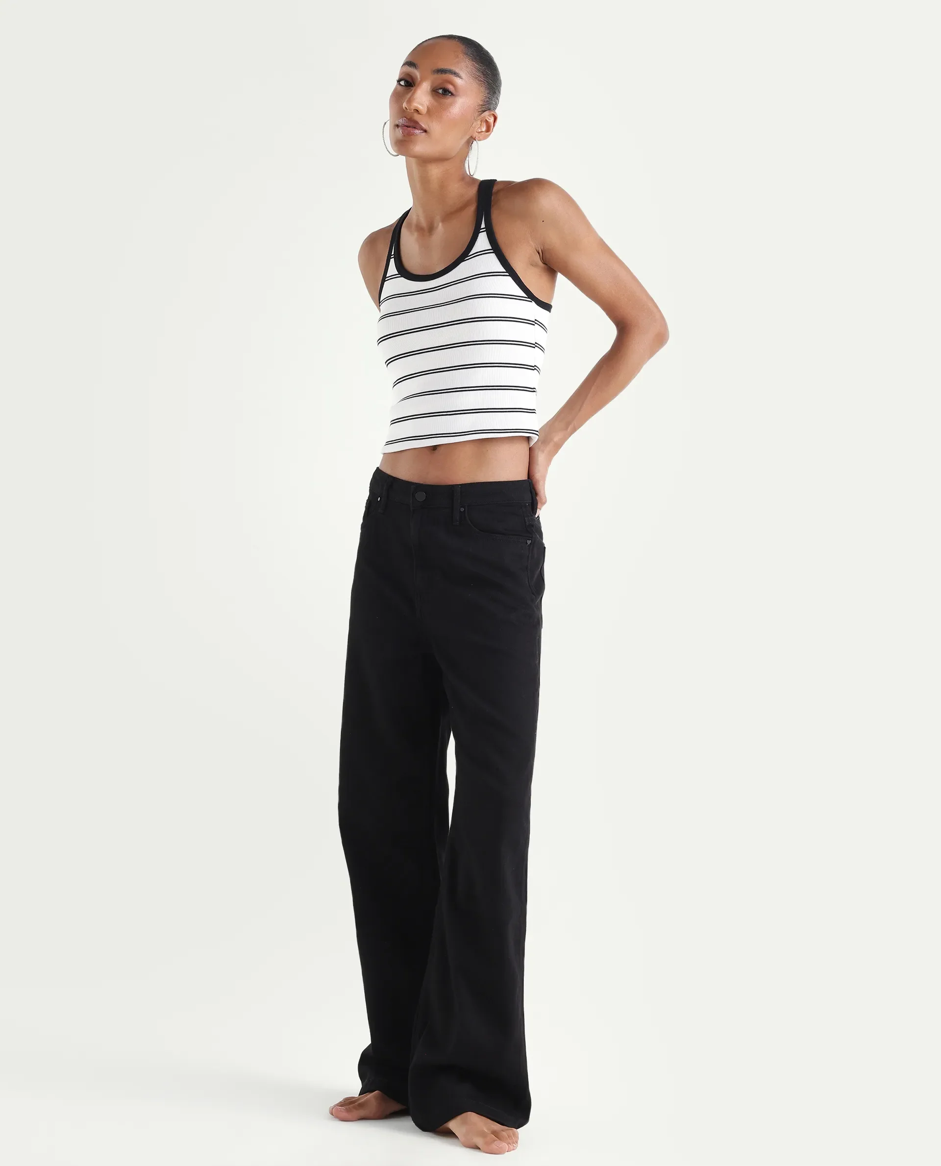 Rareism Women's Denmy Black Cotton Straight Plain Jeans - Image 5