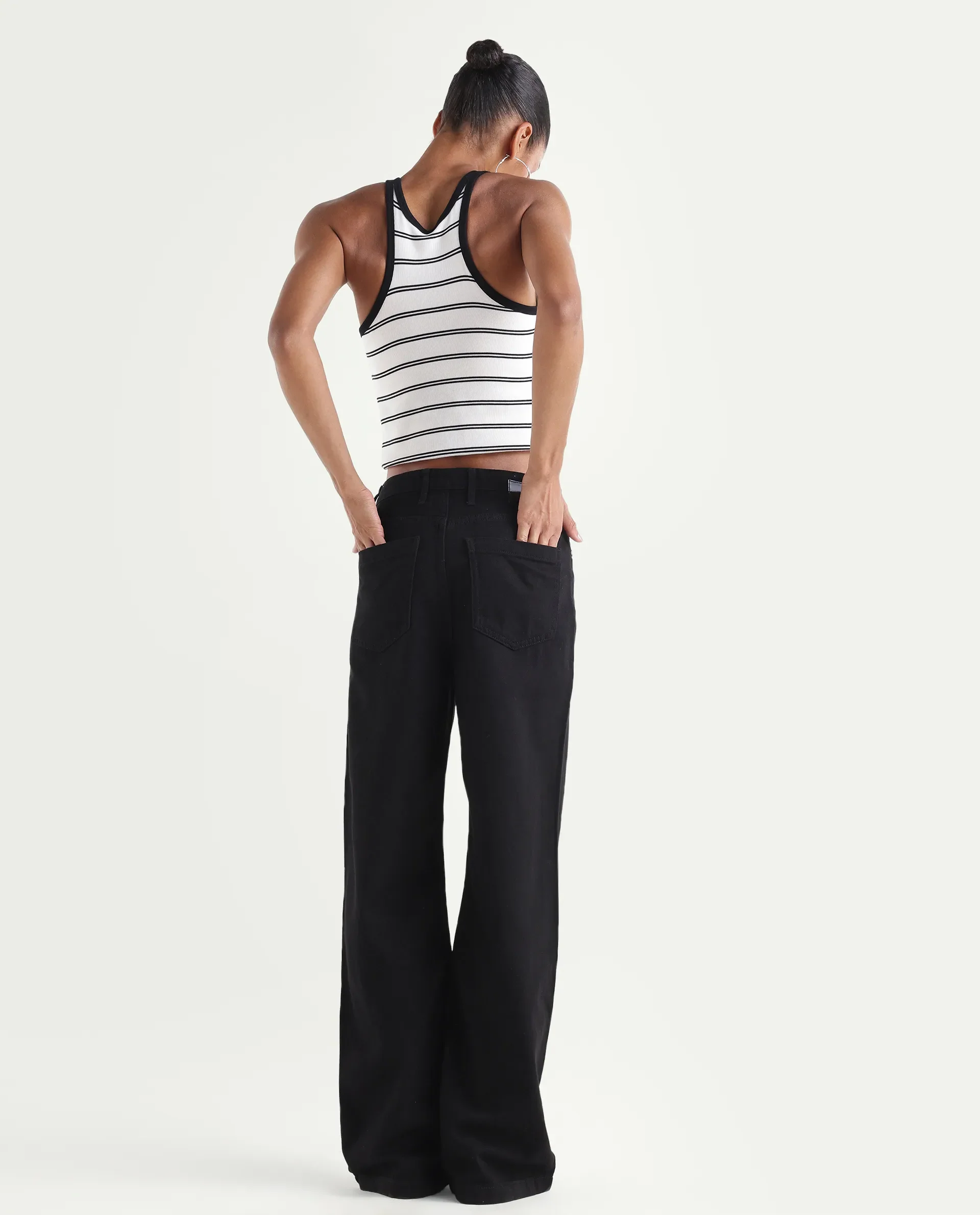 Rareism Women's Denmy Black Cotton Straight Plain Jeans - Image 7
