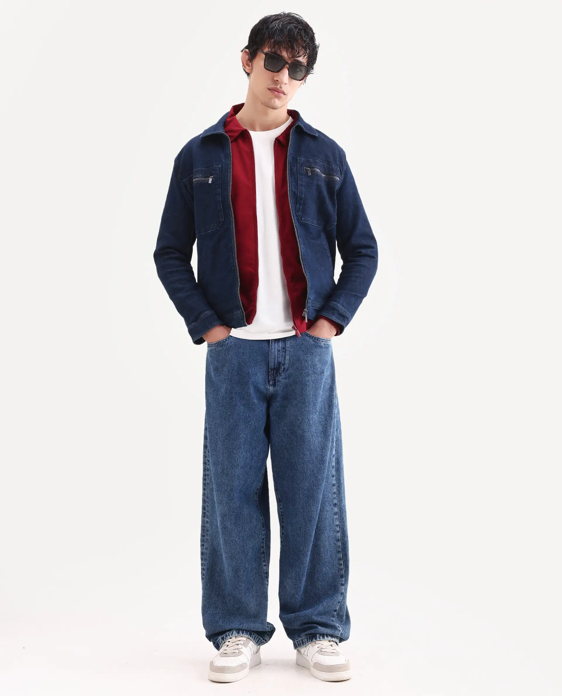 Rare Rabbit Men's Denner Dark Blue Cotton Plain Relaxed Fit Full Sleeve Spread Collar Jacket - Image 2