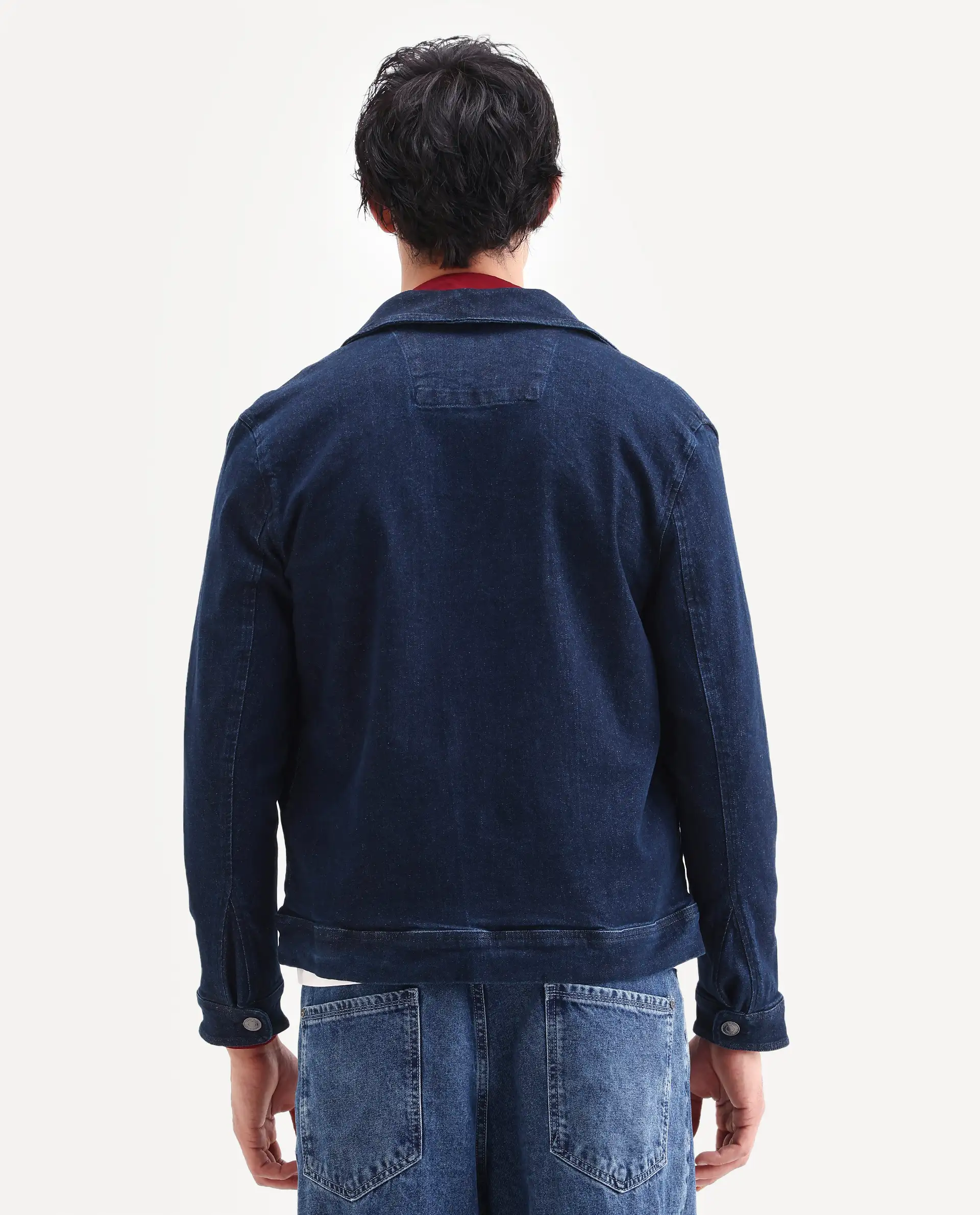 Rare Rabbit Men's Denner Dark Blue Cotton Plain Relaxed Fit Full Sleeve Spread Collar Jacket - Image 7