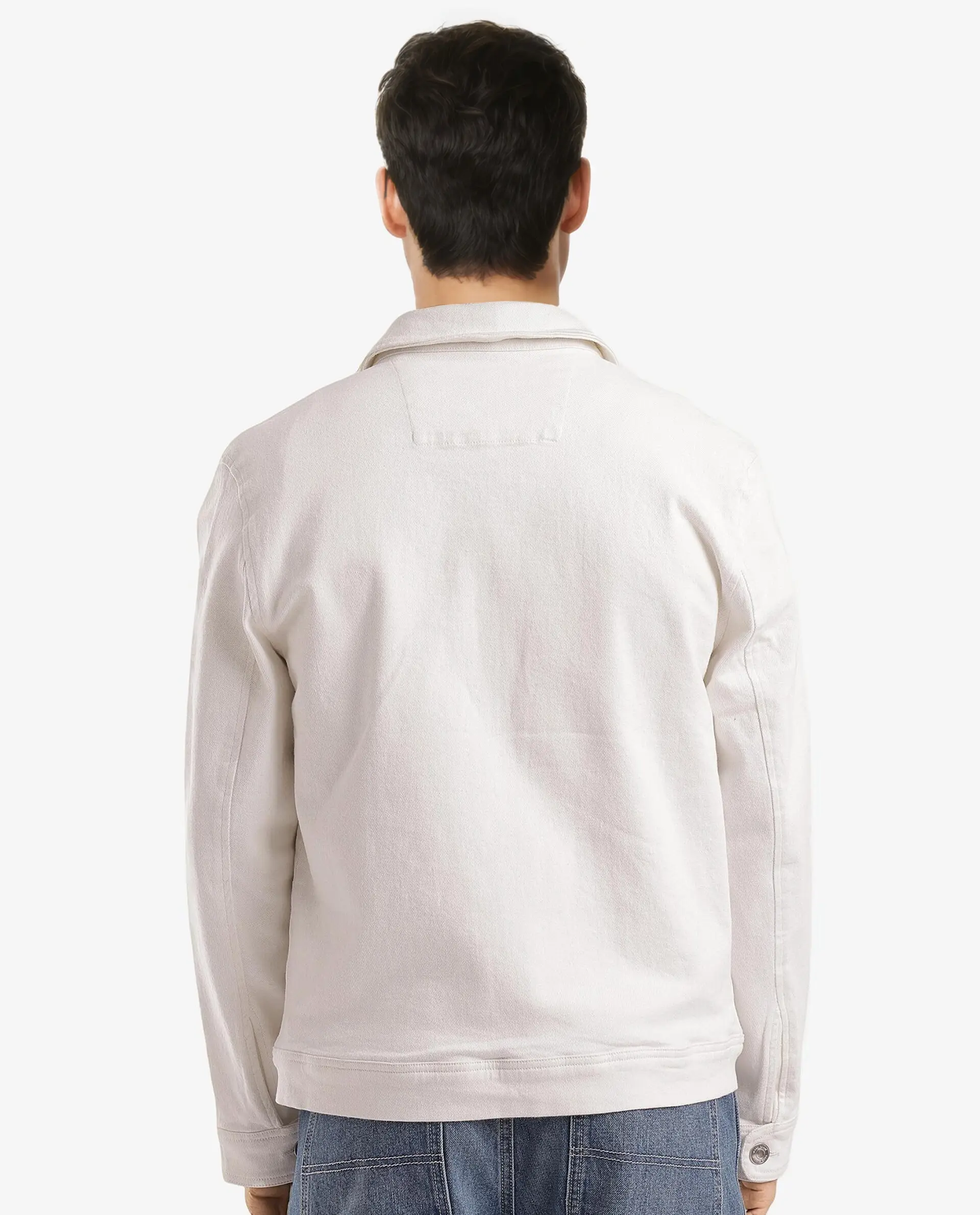Rare Rabbit Men's Denner Off White Cotton Plain Relaxed Fit Full Sleeve Spread Collar Jacket - Image 6