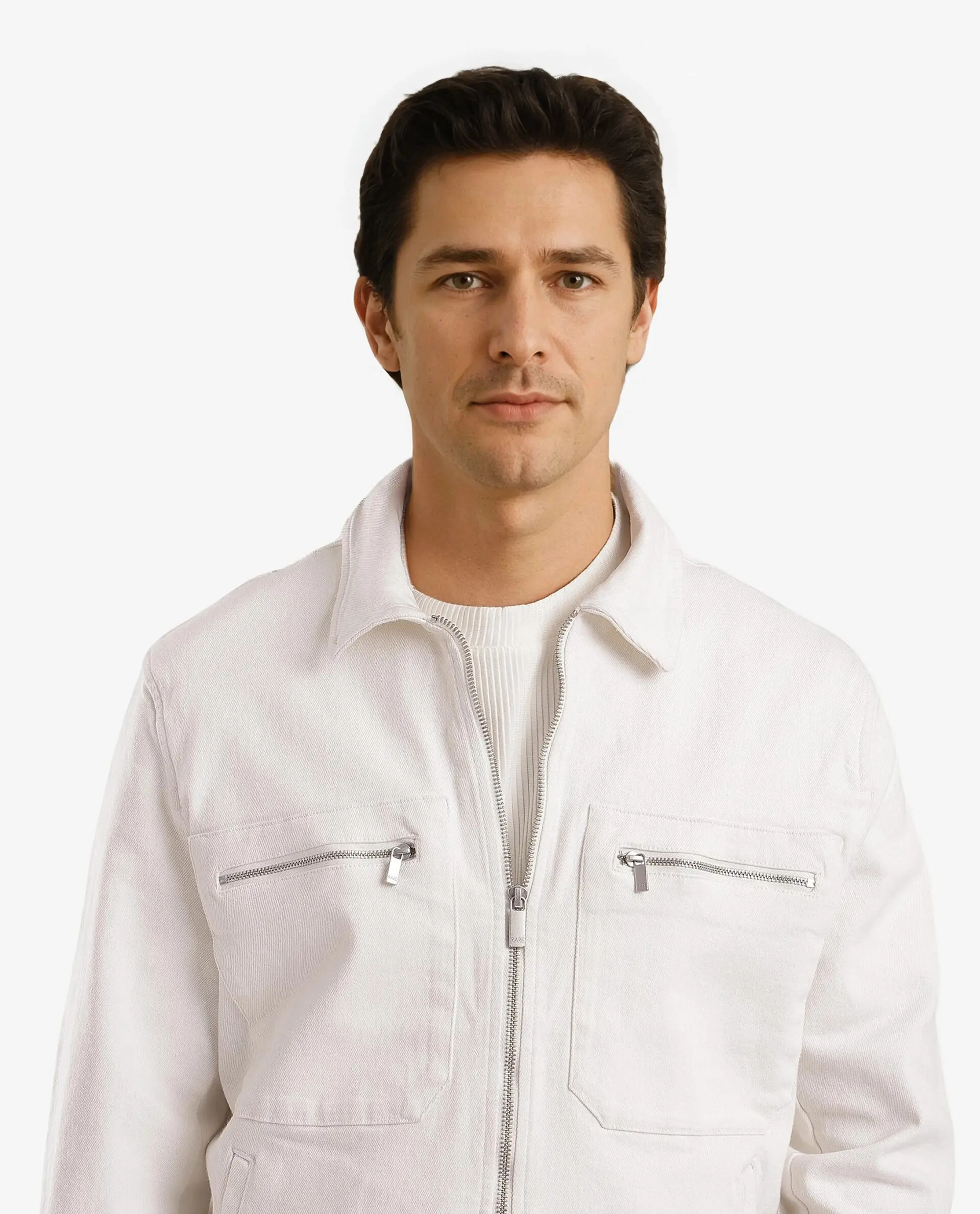 Rare Rabbit Men's Denner Off White Cotton Plain Relaxed Fit Full Sleeve Spread Collar Jacket - Image 7