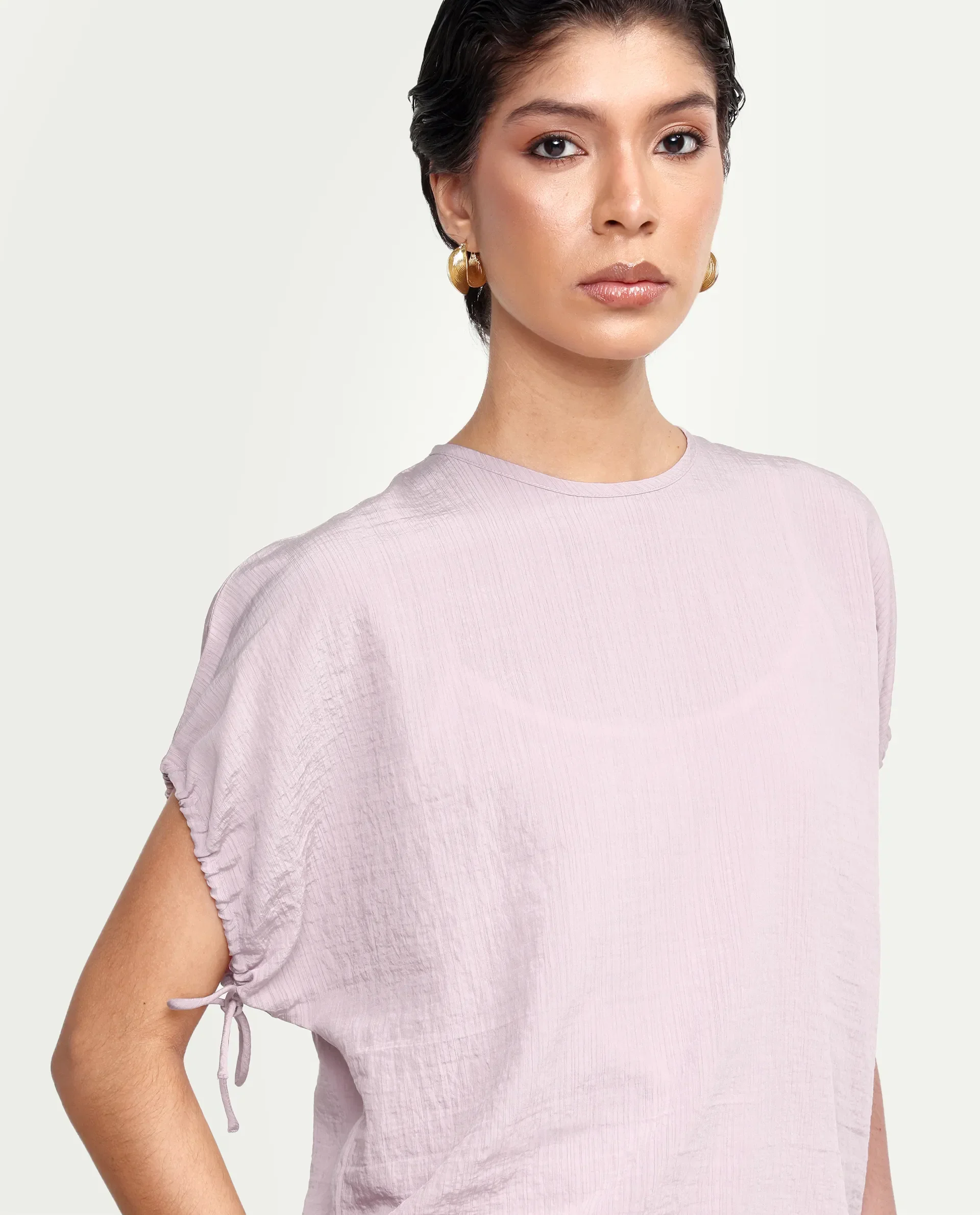 Rareism Women's Deno Dusky Pink Viscose Blend Crew Neck Button Regular Plain Top - Image 3