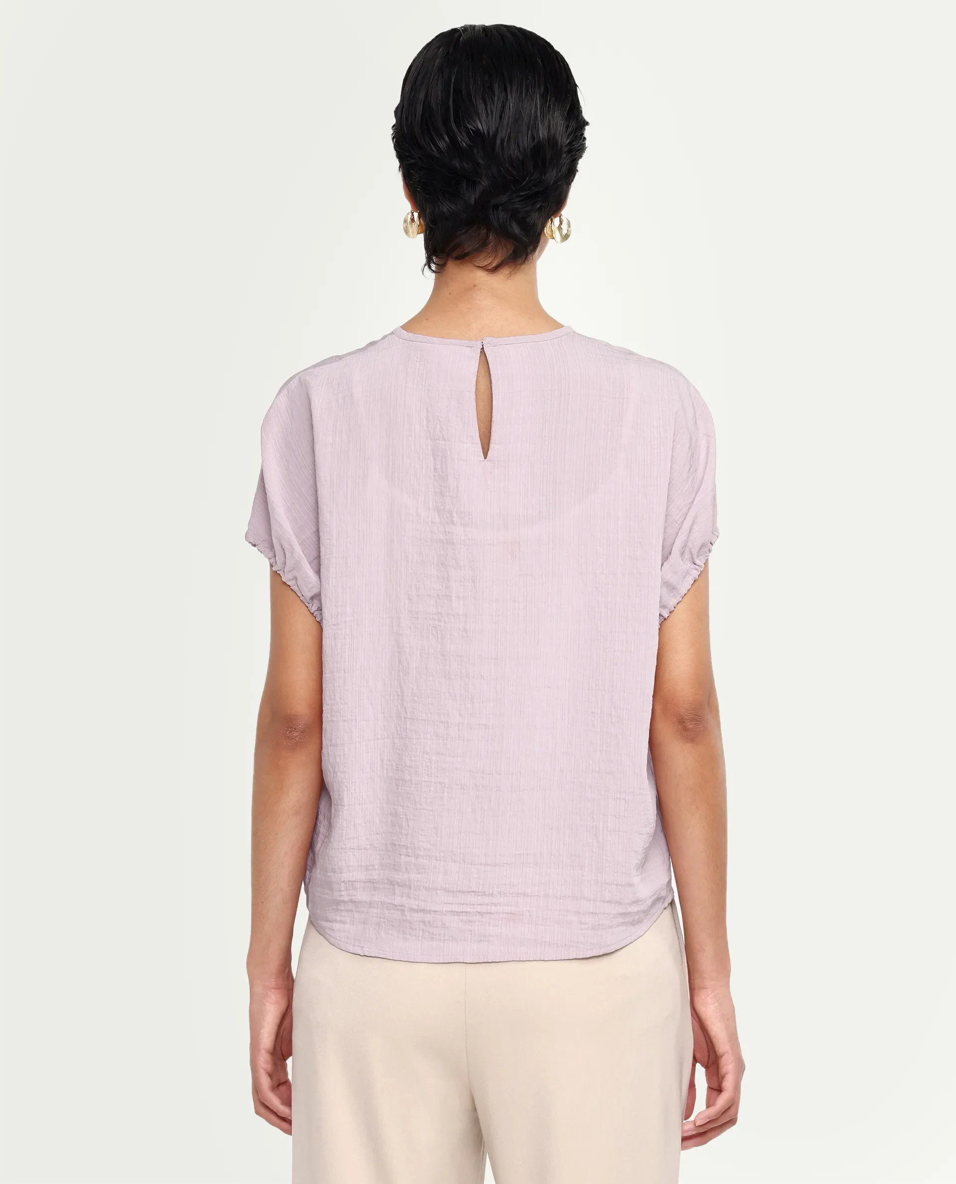 Rareism Women's Deno Dusky Pink Viscose Blend Crew Neck Button Regular Plain Top - Image 6