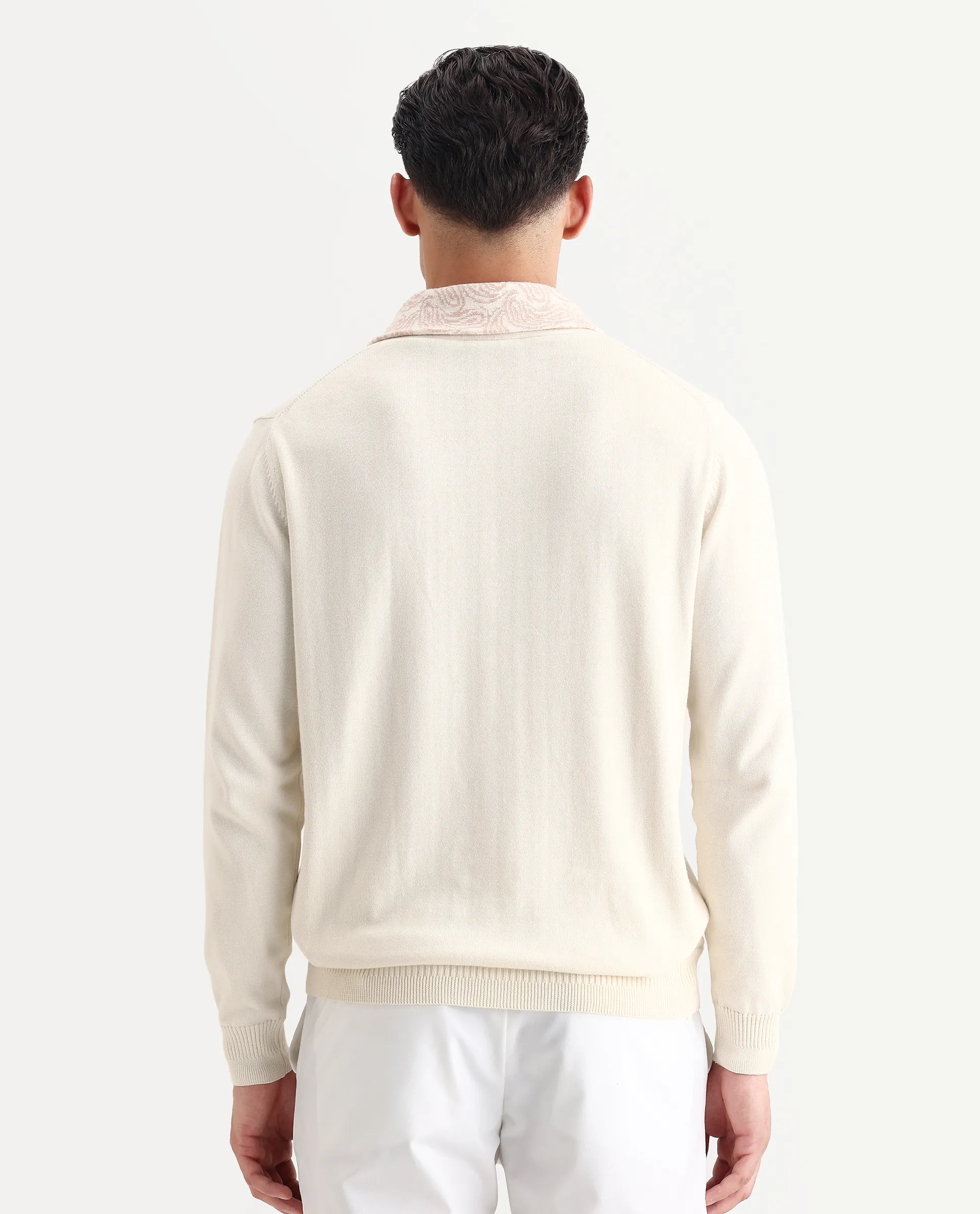 Rare Rabbit Men's Denor Beige Cotton Paisley Print Regular Fit Full Sleeve Cowl Neck Sweater - Image 7