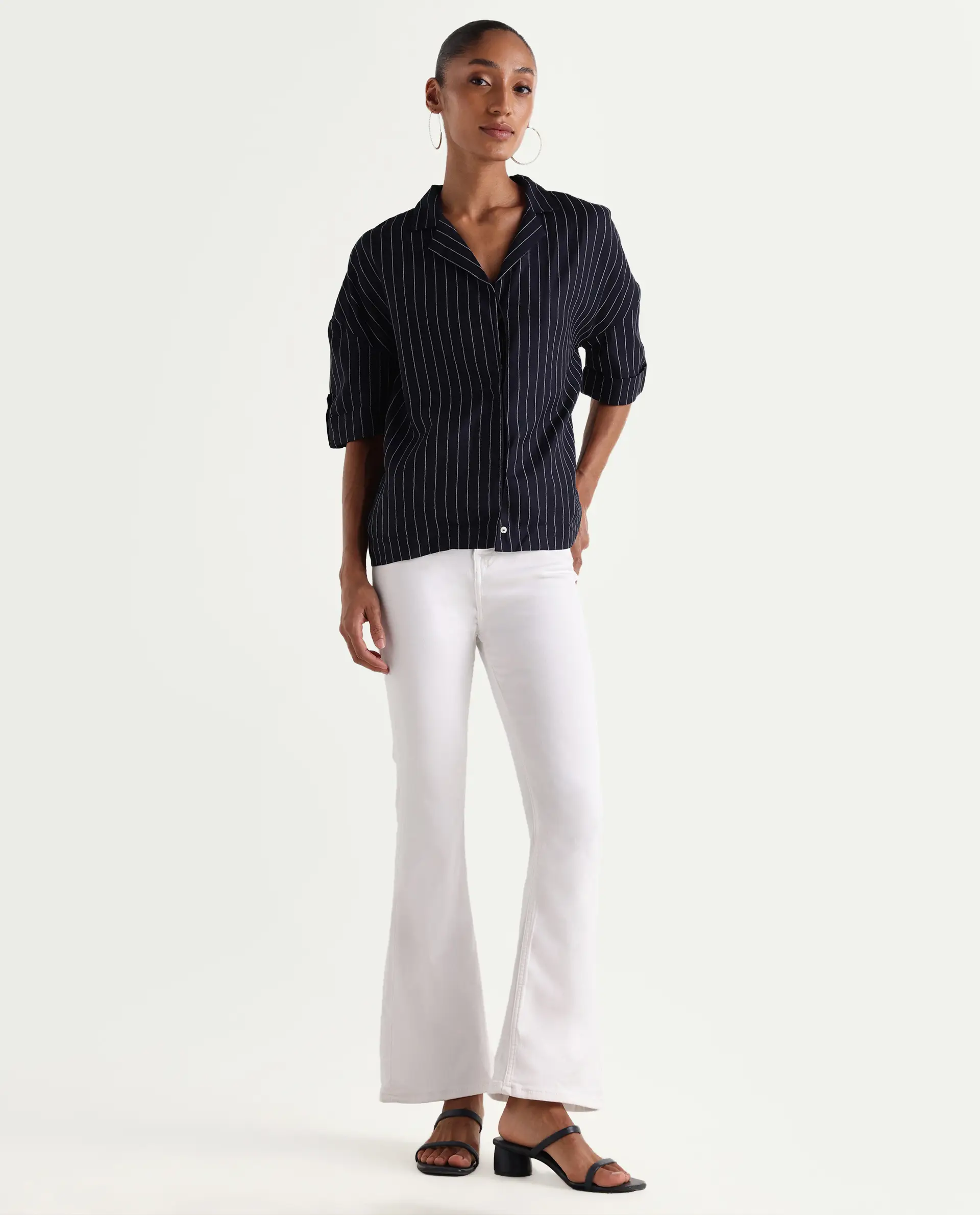 Rareism Women's Denro White Cotton Blend Bootcut Plain Jeans - Image 2