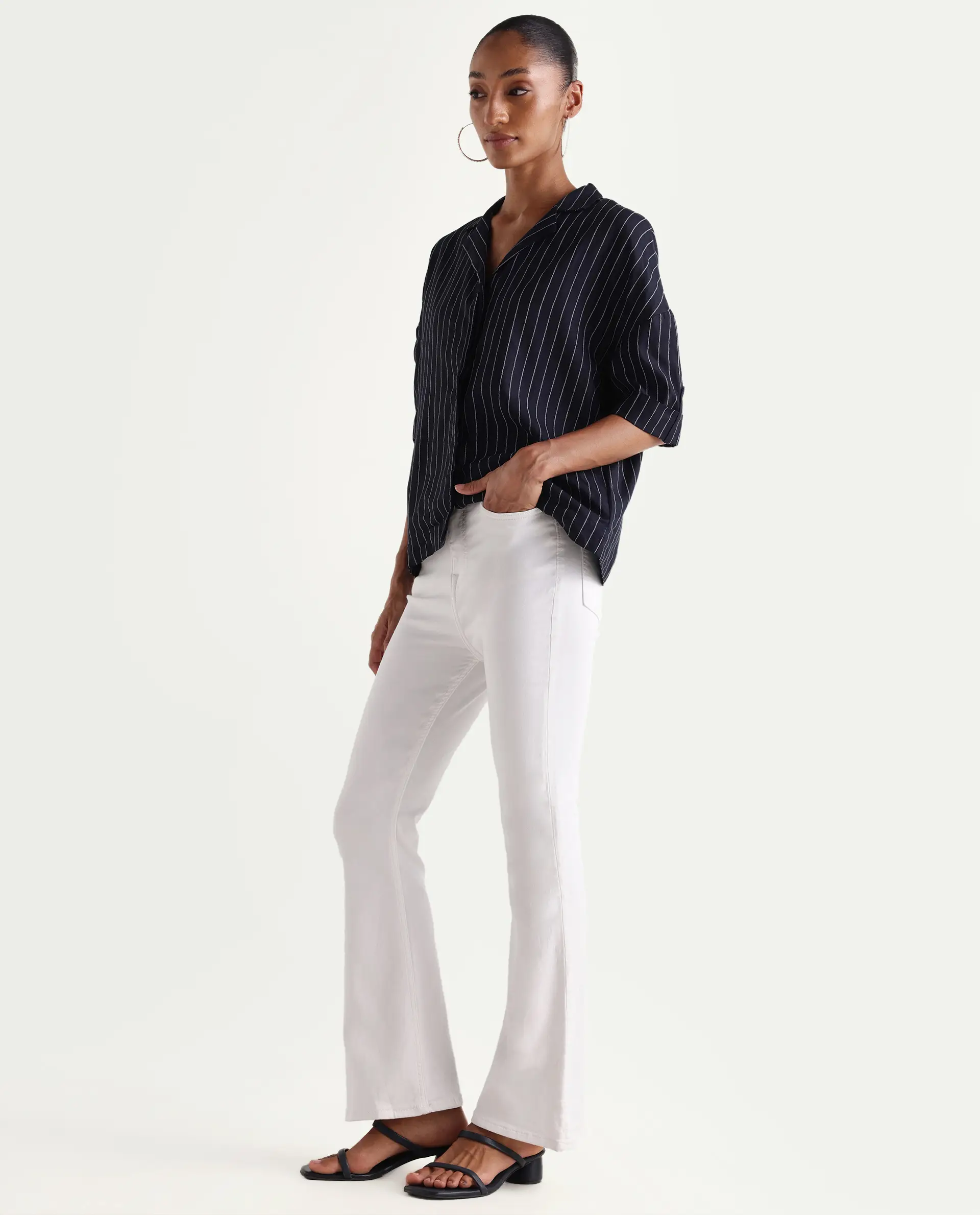 Rareism Women's Denro White Cotton Blend Bootcut Plain Jeans - Image 5