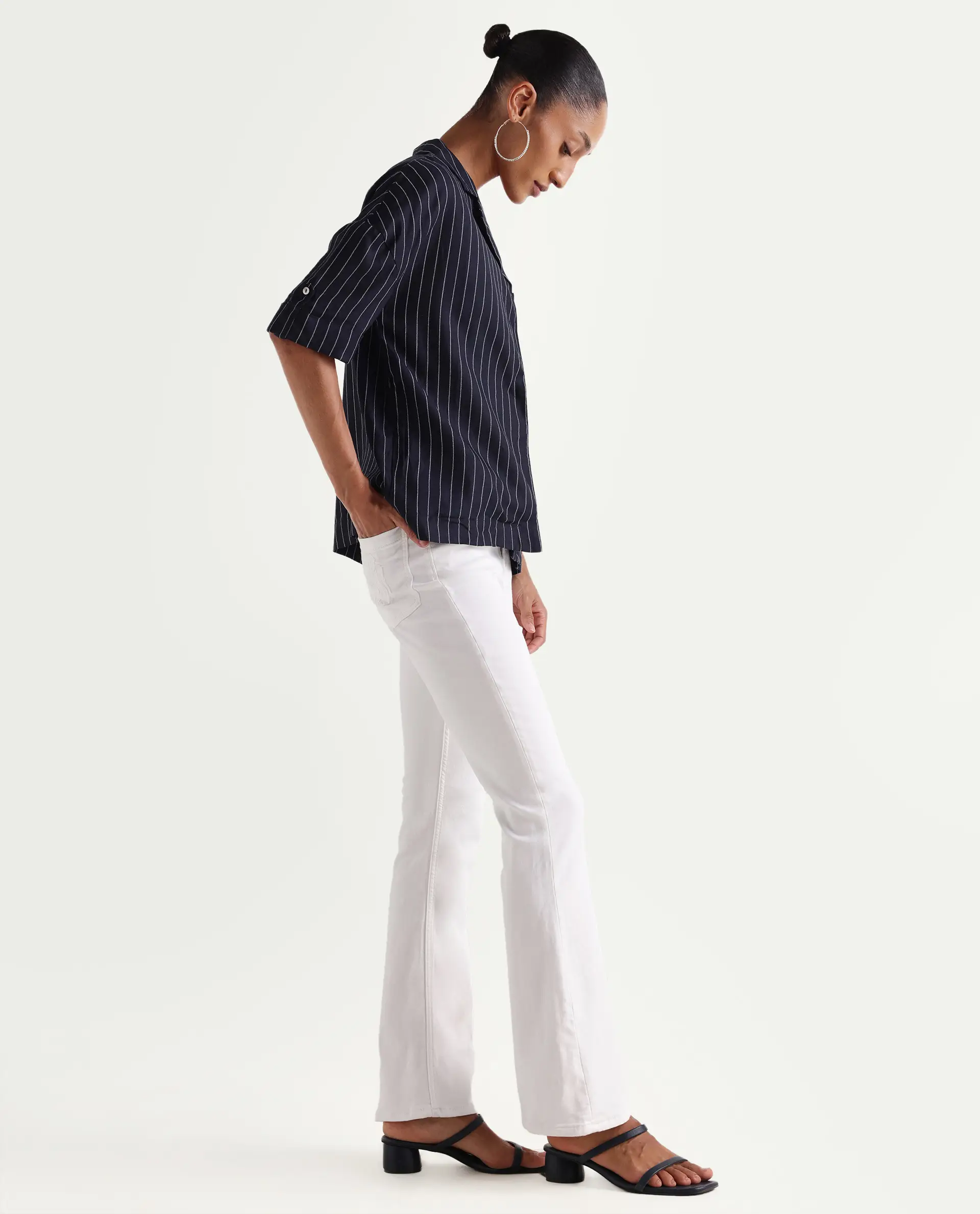 Rareism Women's Denro White Cotton Blend Bootcut Plain Jeans - Image 6