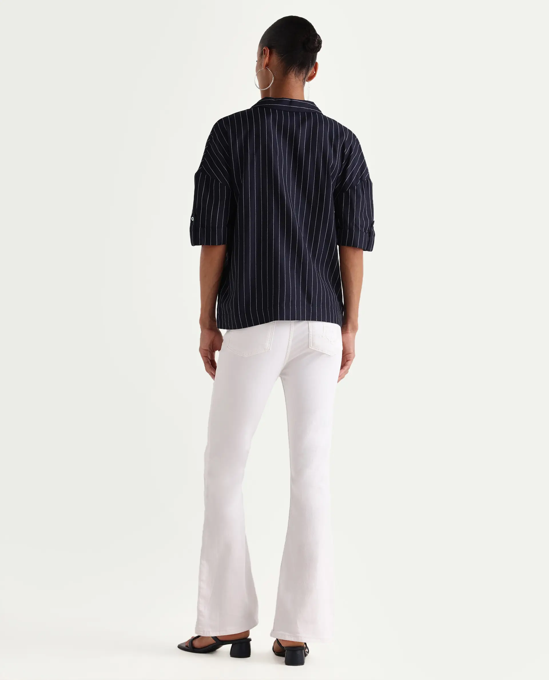 Rareism Women's Denro White Cotton Blend Bootcut Plain Jeans - Image 7