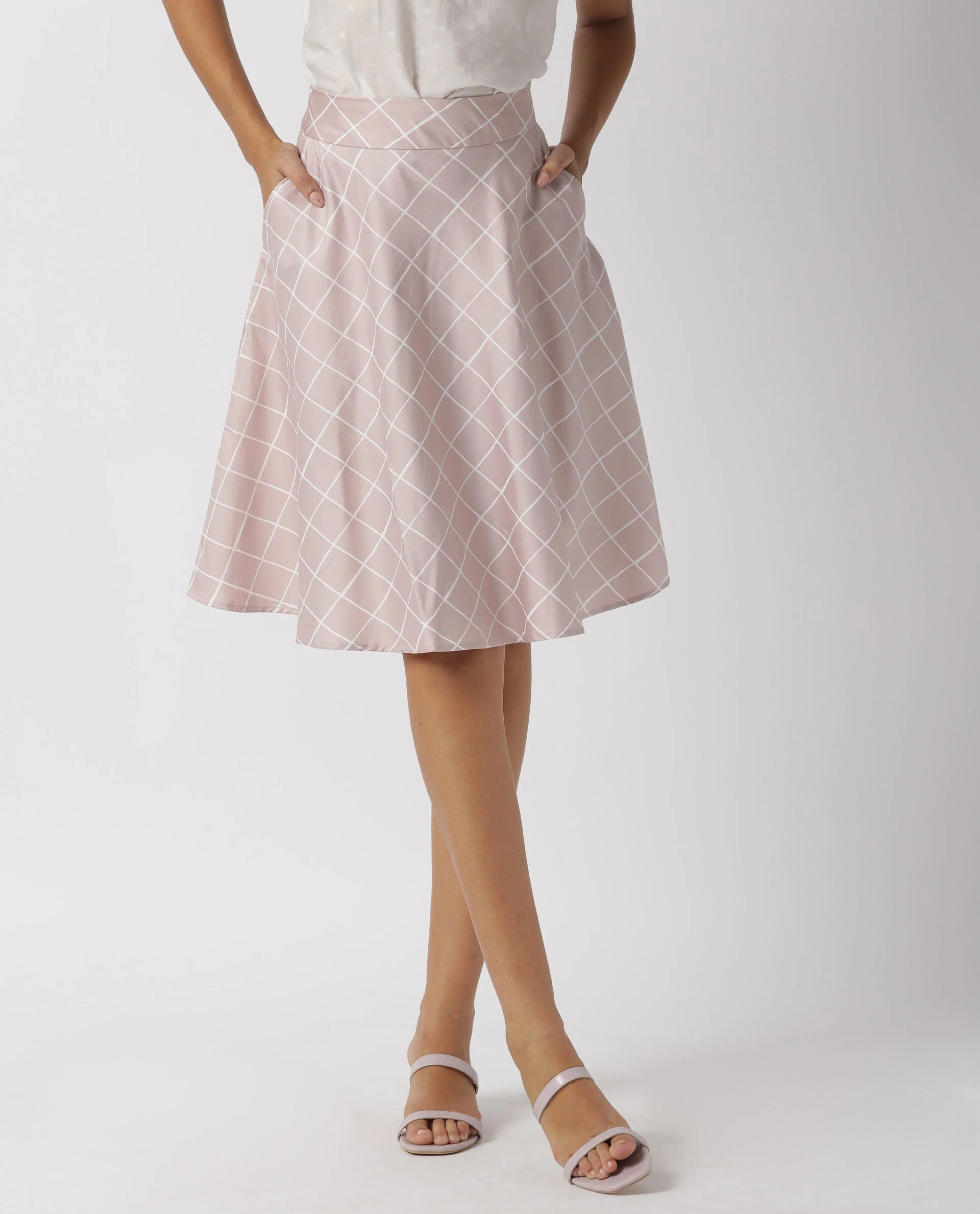 Rareism Women's Dent Pink Checked Knee Length Regular Fit Skirt - Image 4