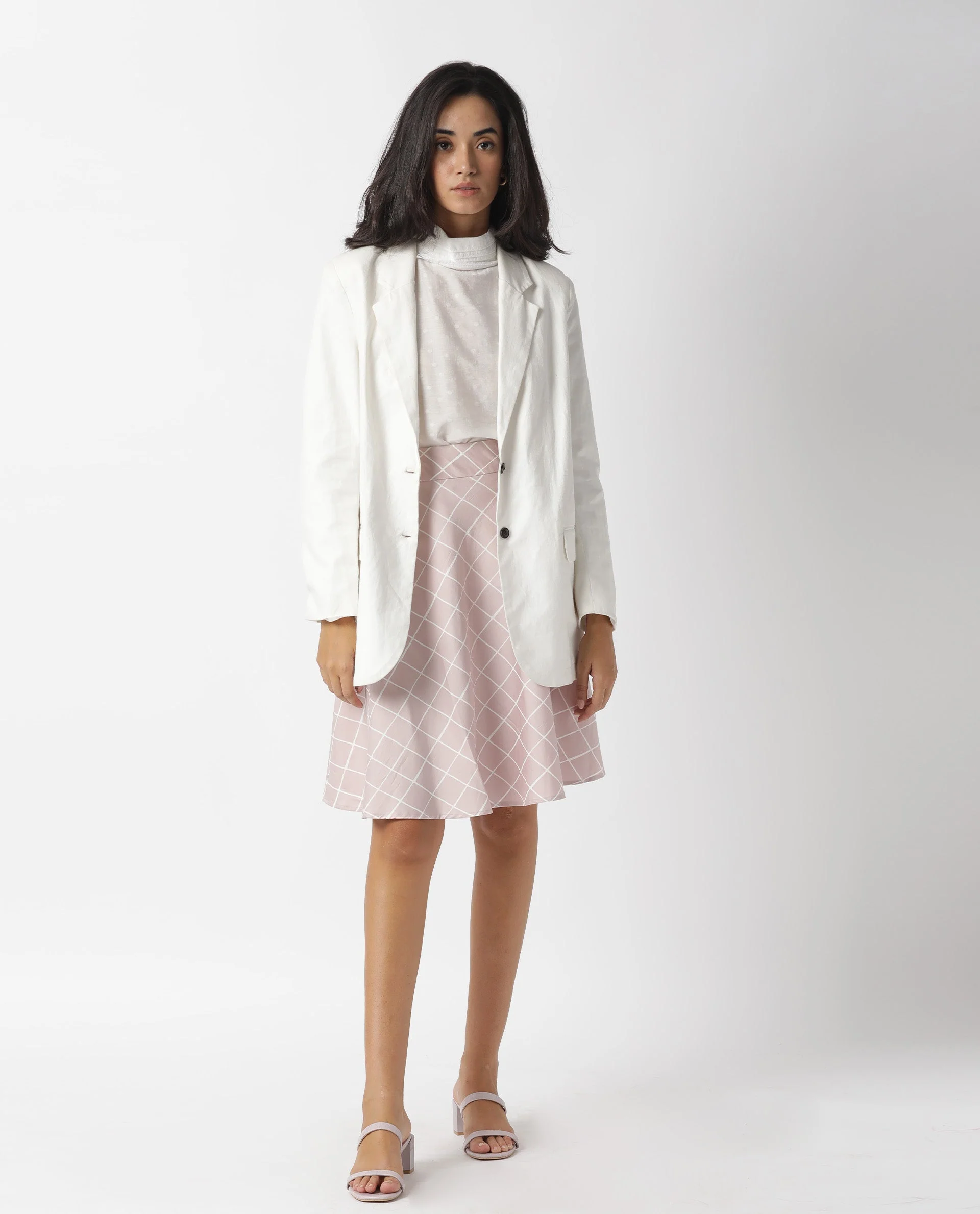 Rareism Women's Dent Pink Checked Knee Length Regular Fit Skirt - Image 5