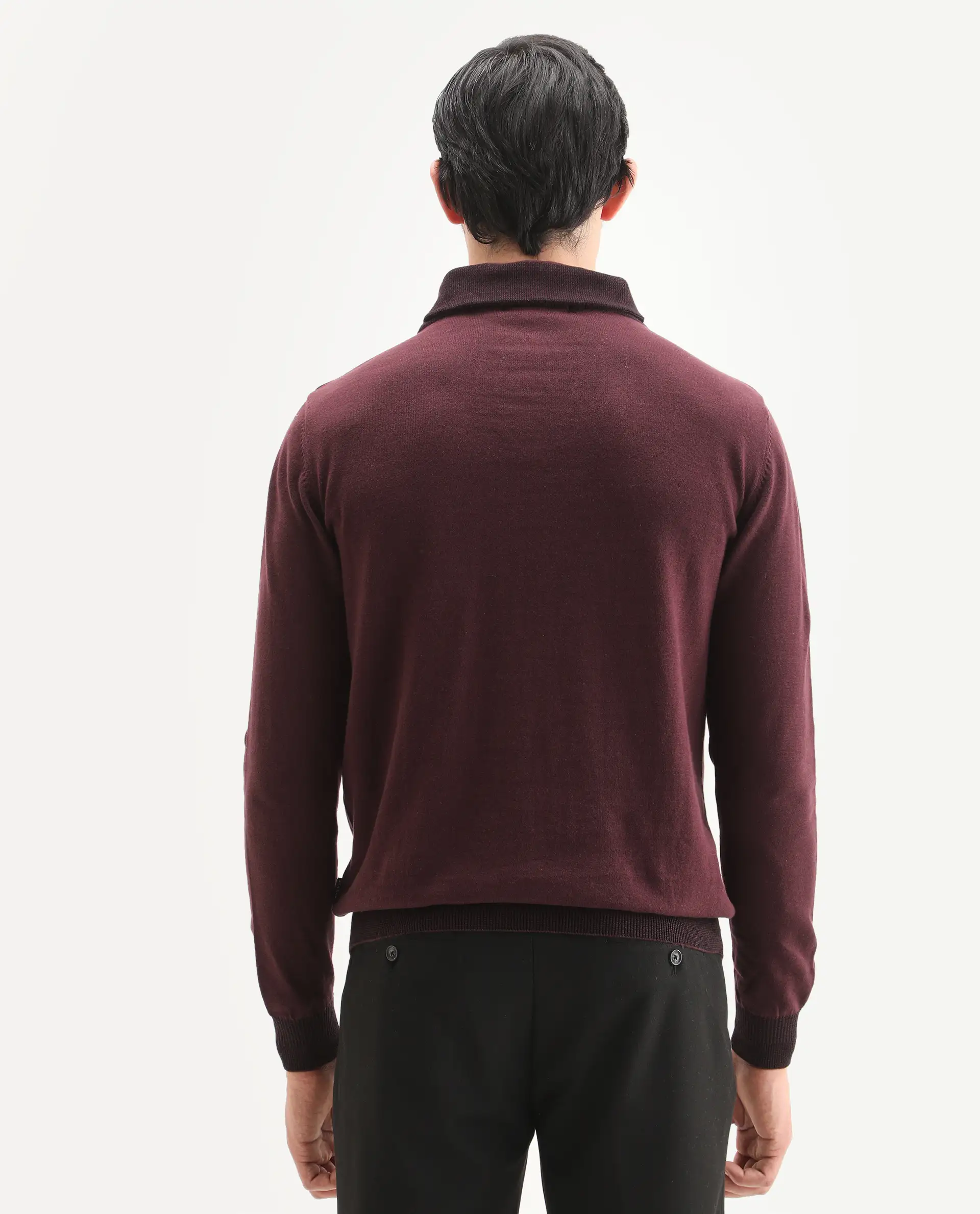 Rare Rabbit Men's Denver Brown Cotton Plain Regular Fit Full Sleeve Shawl Neck Sweater - Image 8