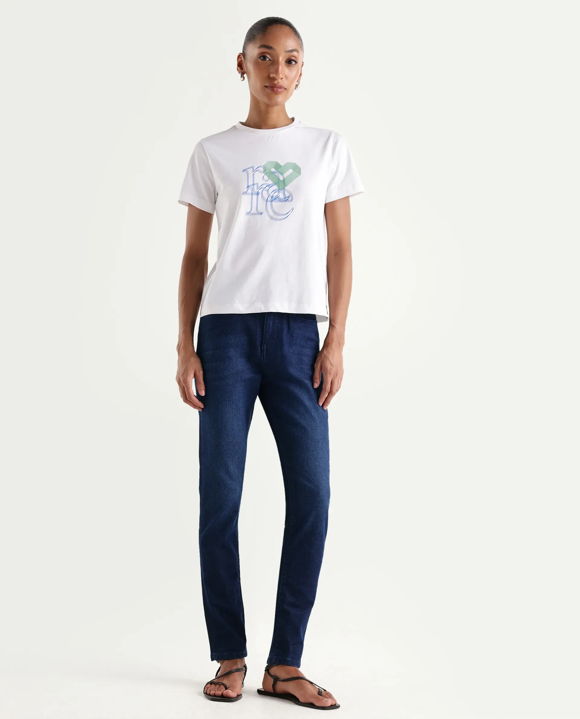 Rareism Women's Denvo Blue Cotton Blend Skinny Plain Jeans - Image 3