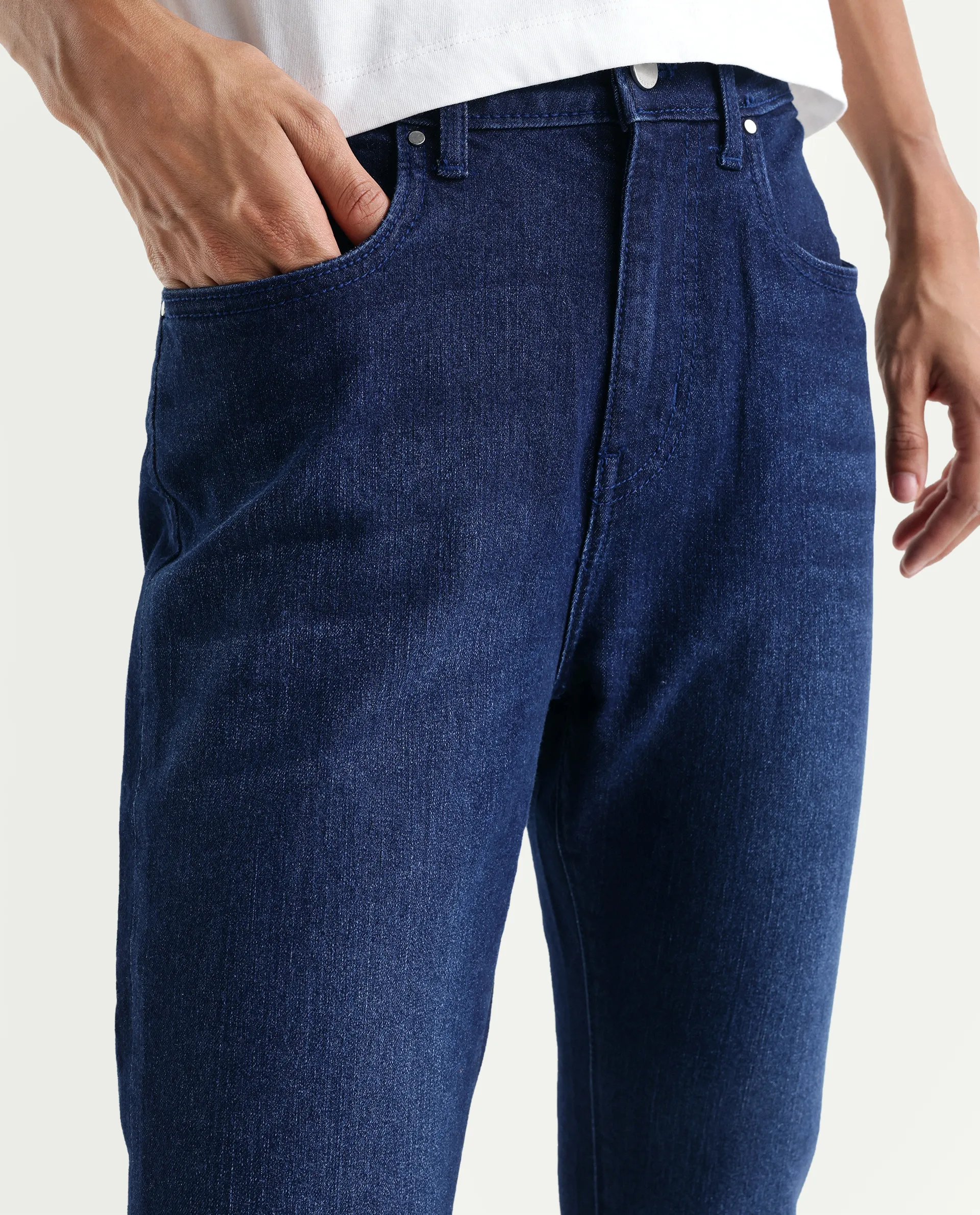 Rareism Women's Denvo Blue Cotton Blend Skinny Plain Jeans - Image 4
