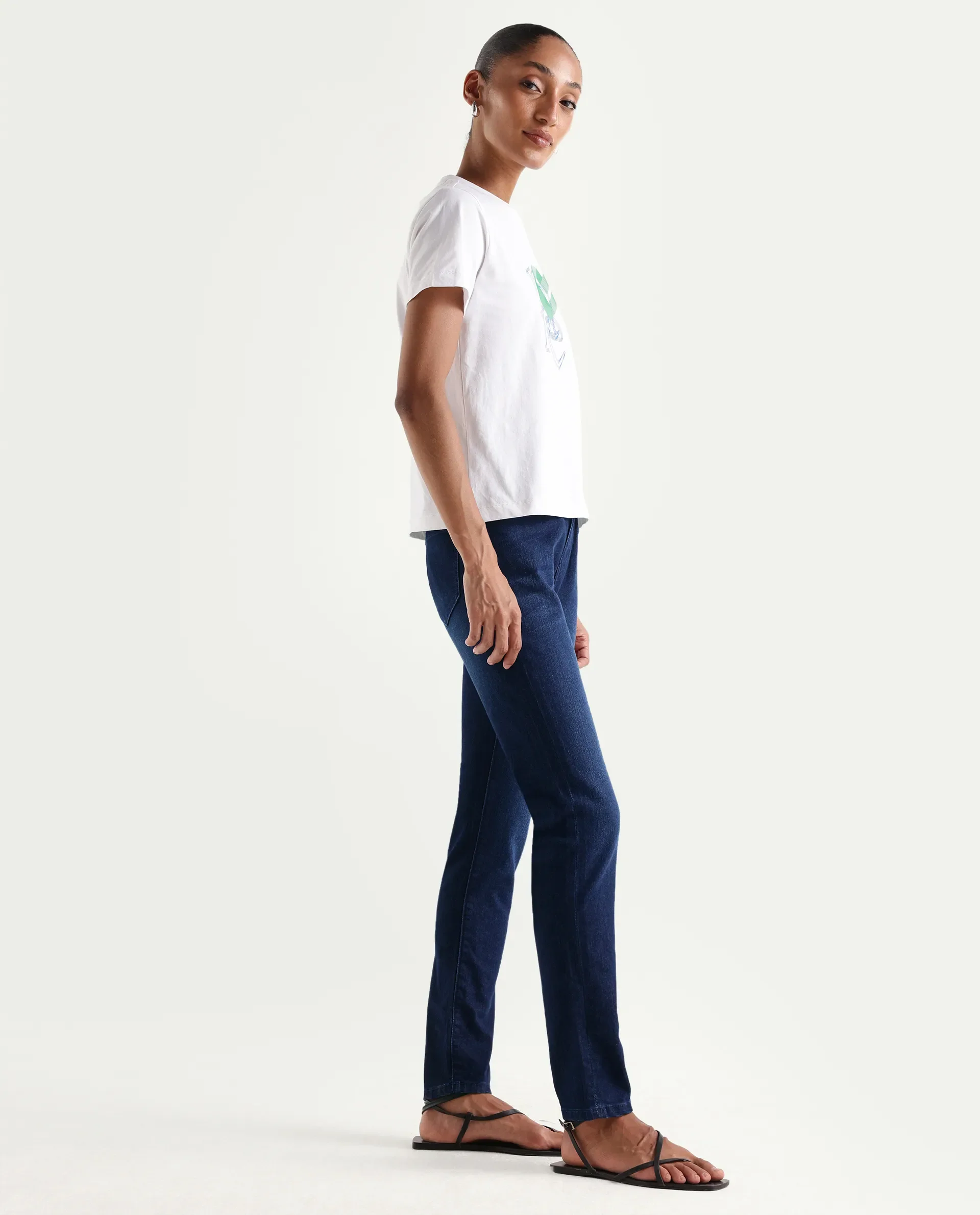 Rareism Women's Denvo Blue Cotton Blend Skinny Plain Jeans - Image 6