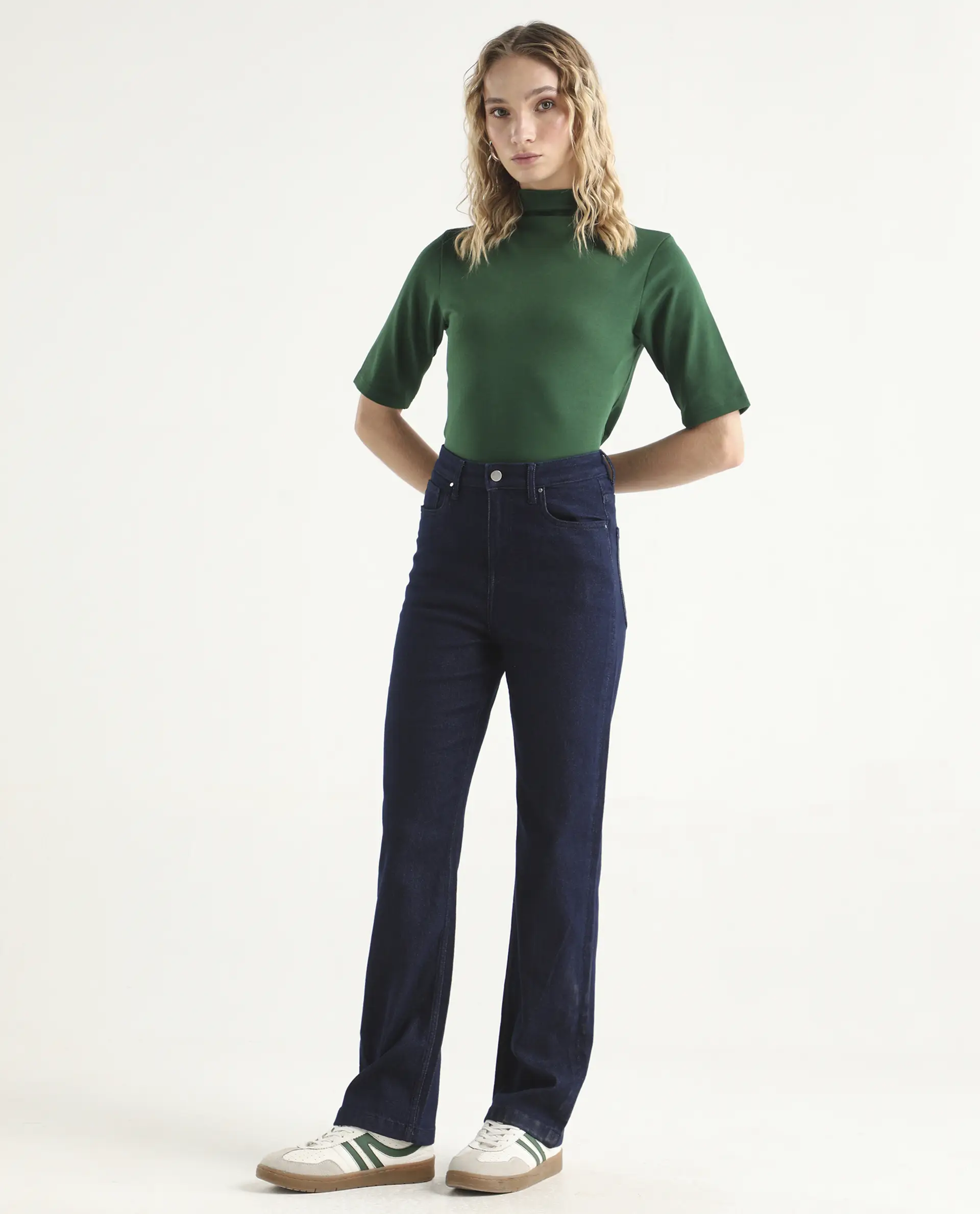 Rareism Women's Denvy Blue Cotton Blend Straight Plain Jeans - Image 5