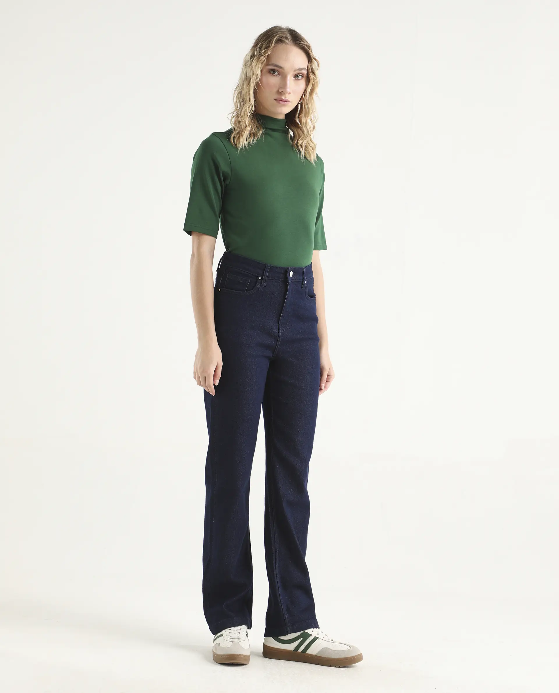 Rareism Women's Denvy Blue Cotton Blend Straight Plain Jeans - Image 6