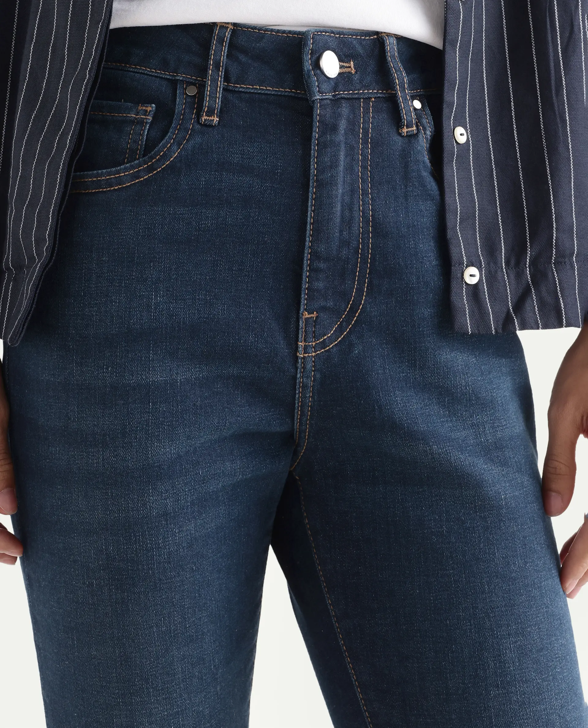 Rareism Women's Denyo Blue Cotton Blend Skinny Plain Jeans - Image 3