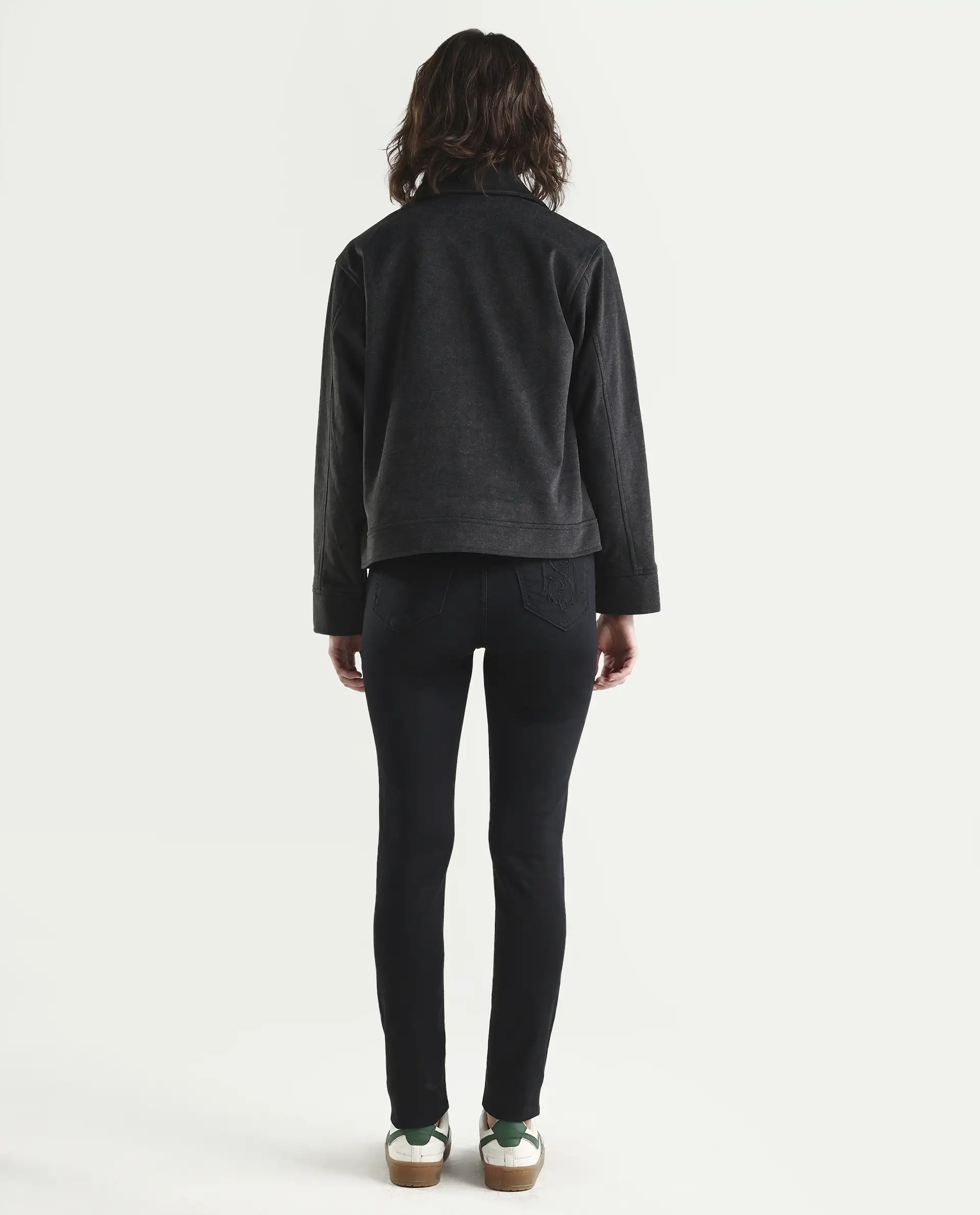 Rareism Women's Denzo Black Cotton Blend Skinny Plain Jeans - Image 7