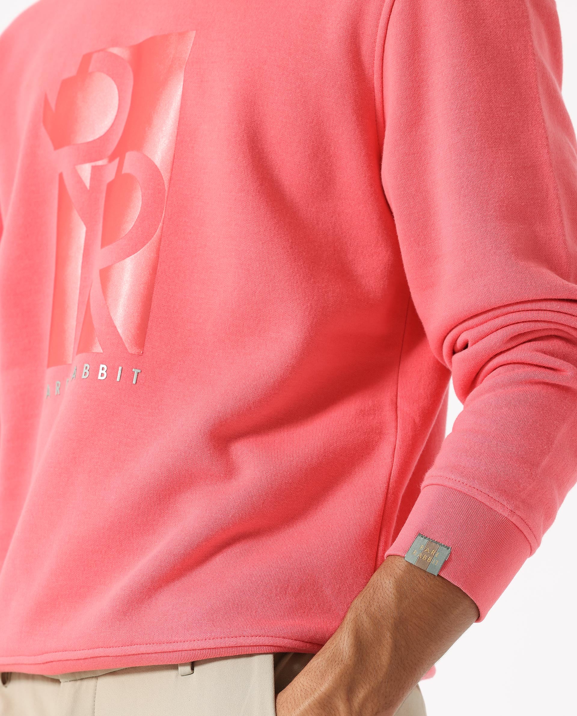 Rare Rabbit Men's Depth Red Cotton Graphic Print Regular Fit Full Sleeve Crew Neck Sweatshirt - Image 4