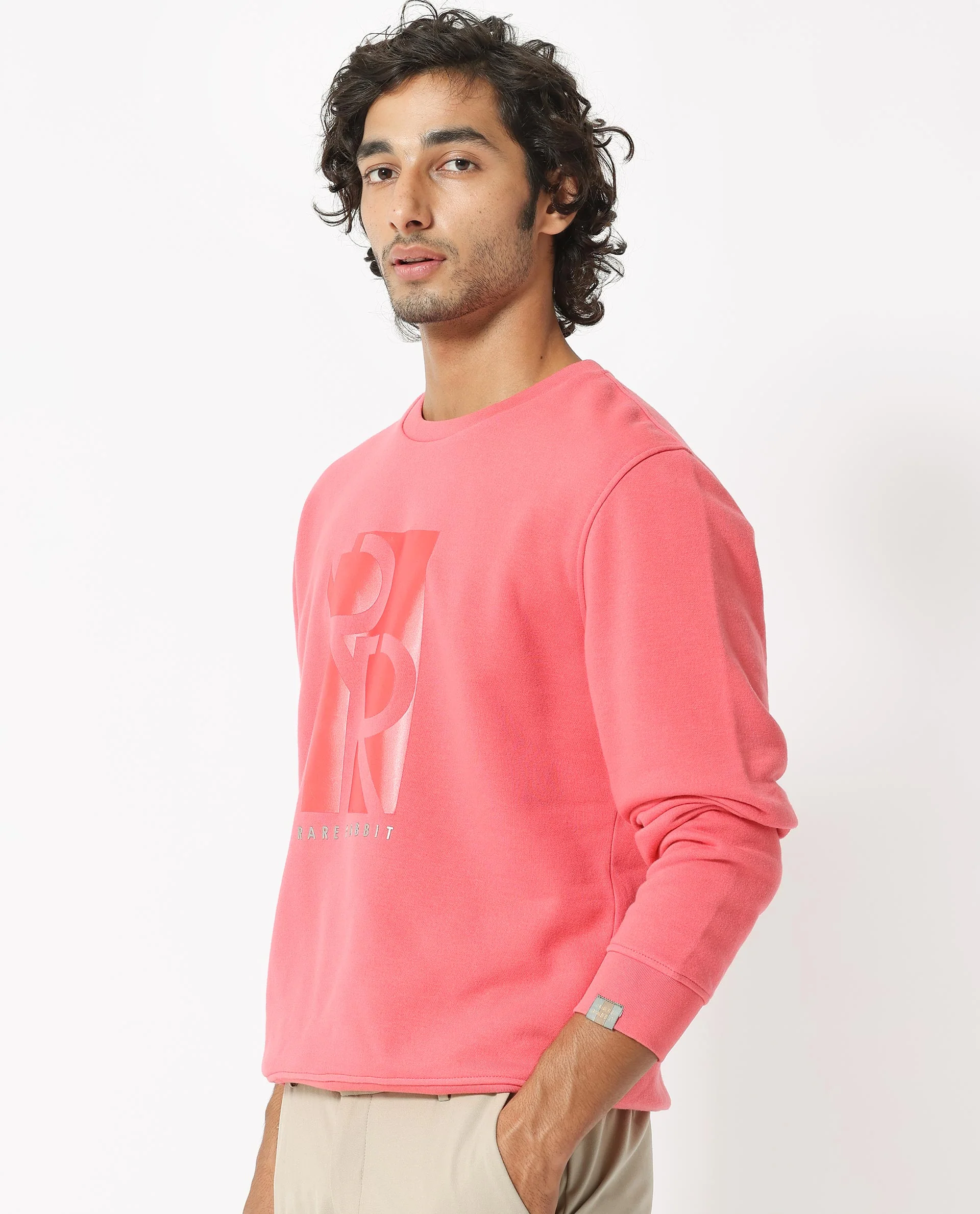 Rare Rabbit Men's Depth Red Cotton Graphic Print Regular Fit Full Sleeve Crew Neck Sweatshirt - Image 6