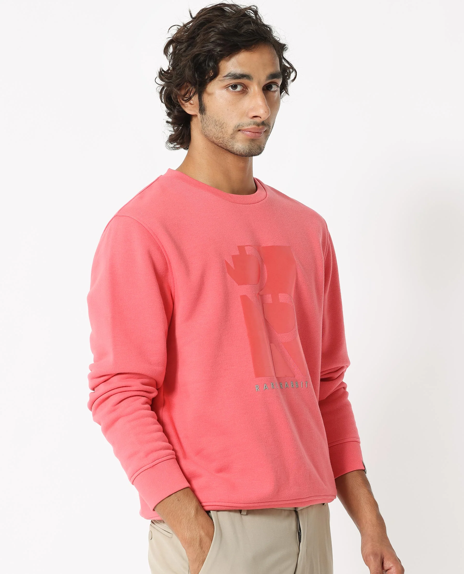 Rare Rabbit Men's Depth Red Cotton Graphic Print Regular Fit Full Sleeve Crew Neck Sweatshirt - Image 7