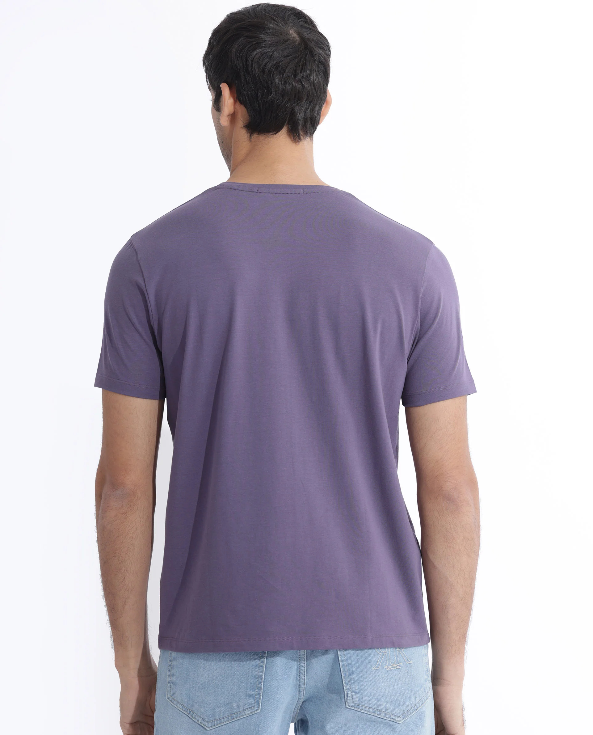 Rare Rabbit Men's Dern Dusky Purple Cotton Blend Graphic Print Regular Fit Half Sleeve Crew Neck T-Shirt - Image 7