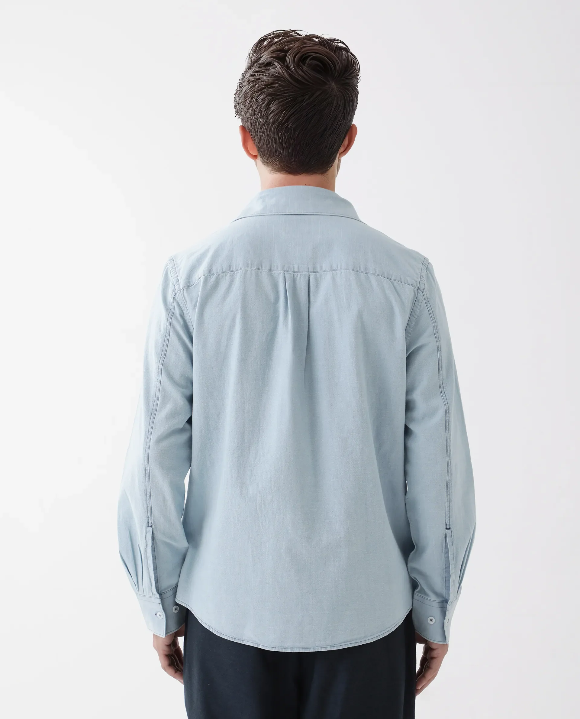 Rare Rabbit Men's Derry Blue Cotton Plain Regular Fit Full Sleeve Collared Shirt - Image 2