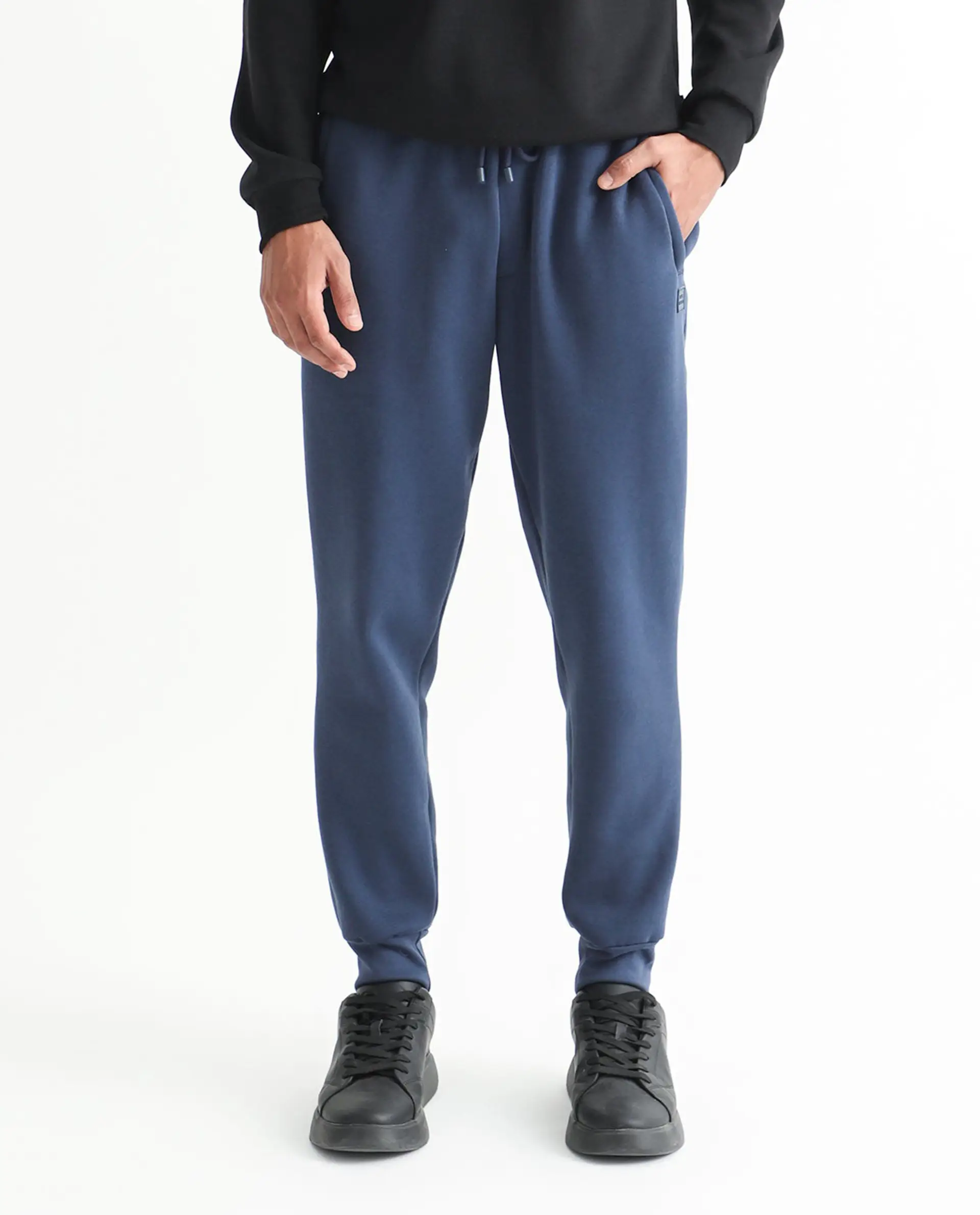 Rare Rabbit Men's Derry Dusky Blue Cotton Plain Regular Fit Joggers - Image 11