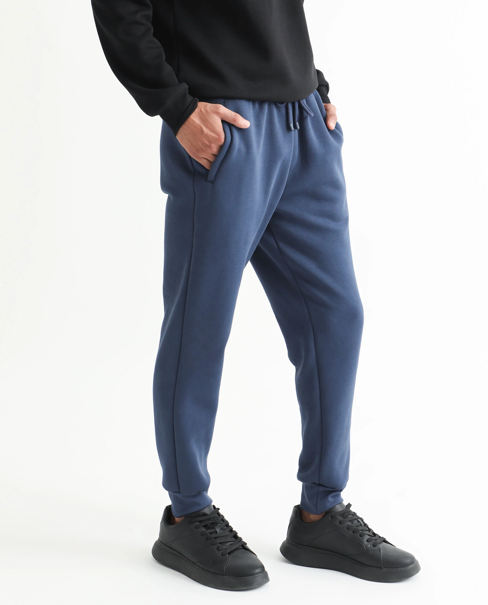 Rare Rabbit Men's Derry Dusky Blue Cotton Plain Regular Fit Joggers - Image 5