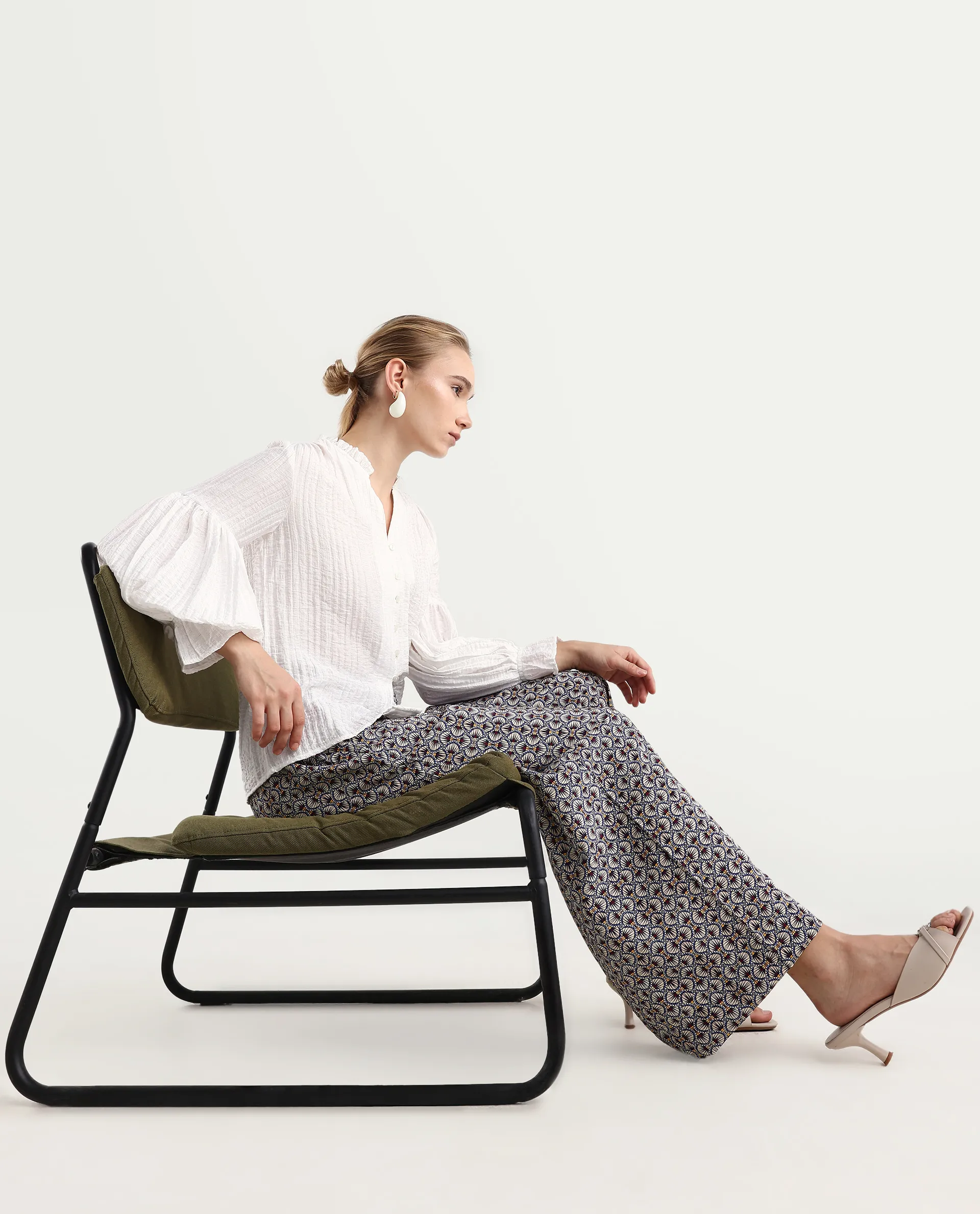 Rareism Women's Detofo Light Multi Nylon Geometric Print Ankle Length Straight Fit Trouser - Image 2