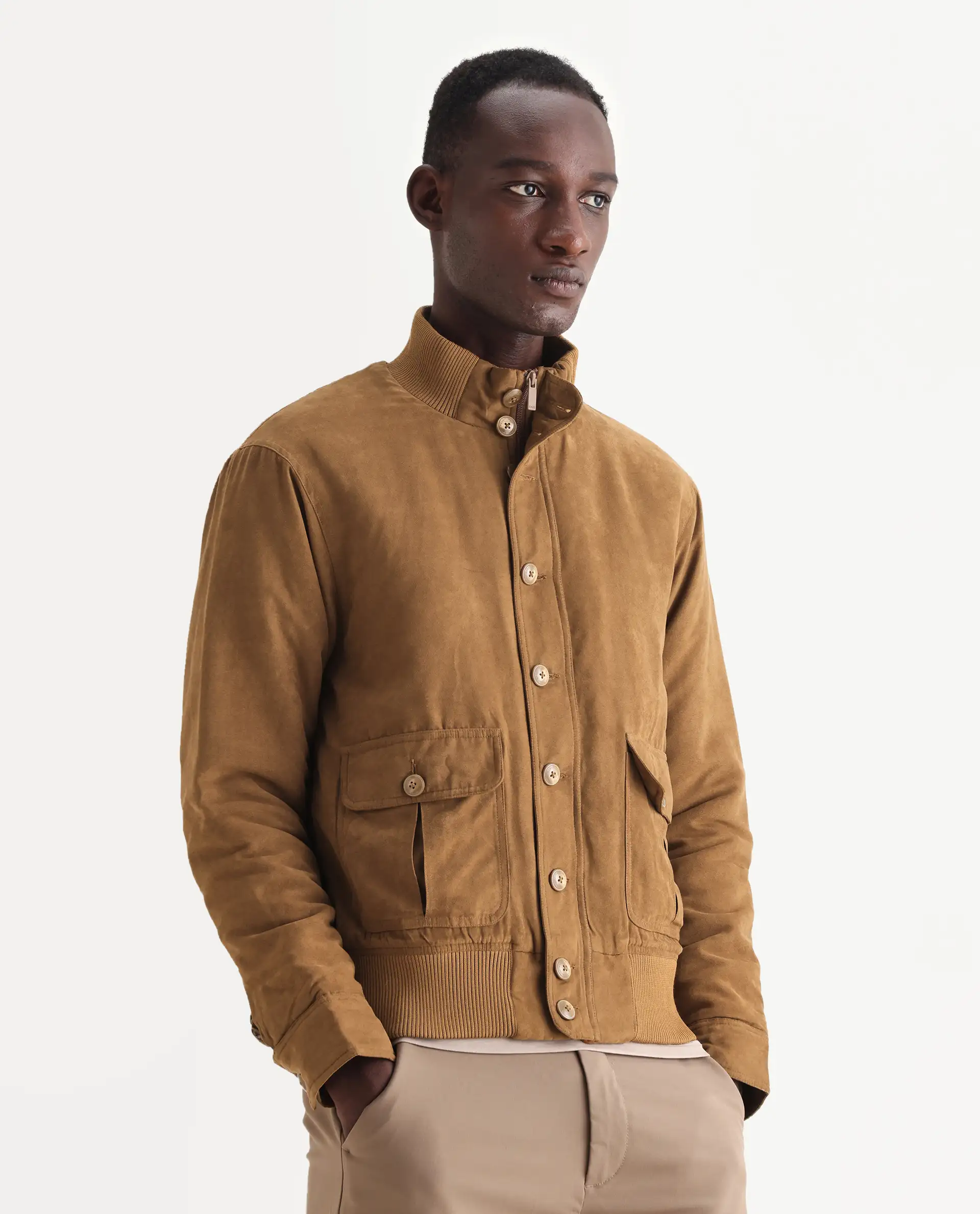 Rare Rabbit Men's Deue Brown Polyester Plain Regular Fit Full Sleeve Ribbed Collar Jacket - Image 6
