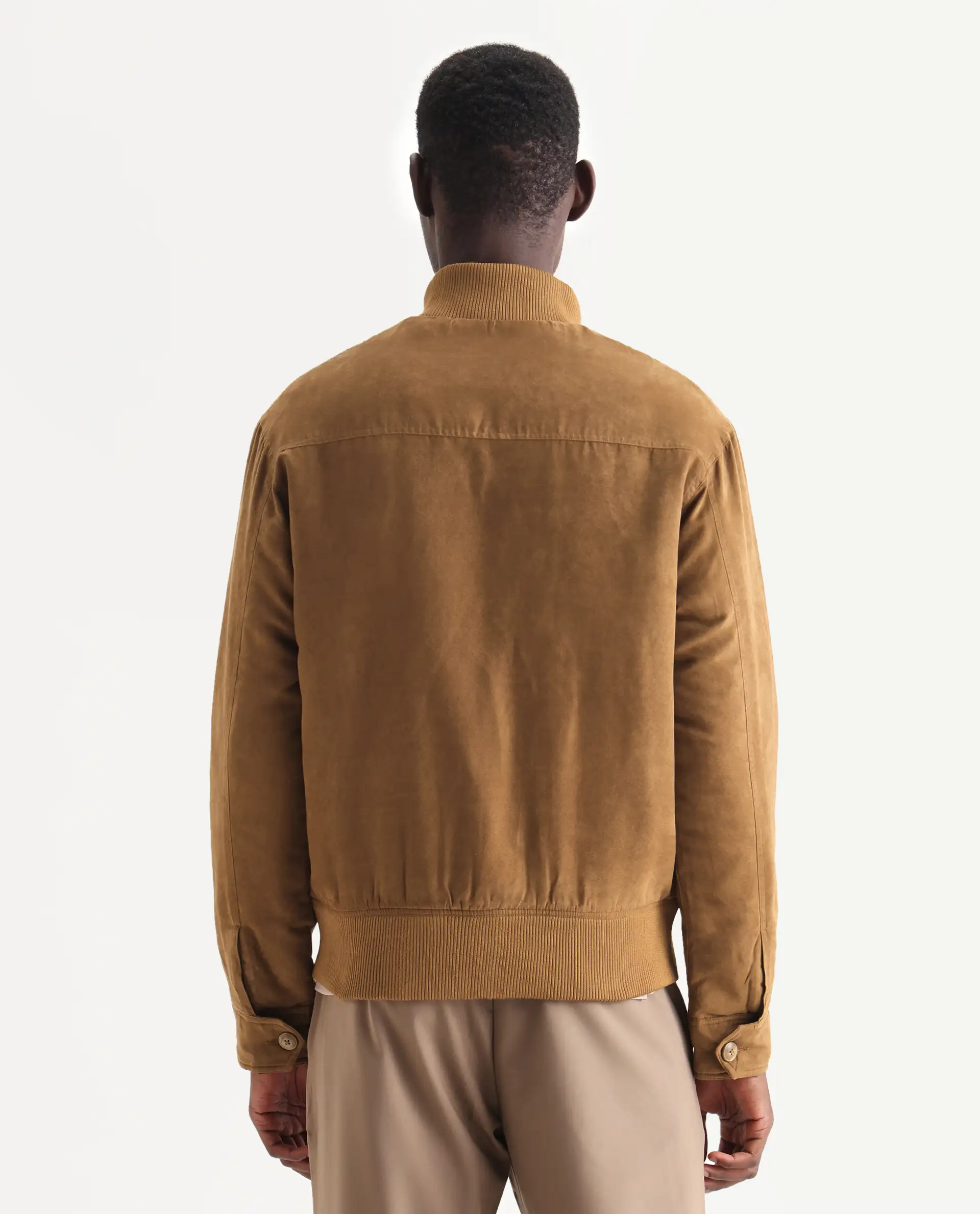 Rare Rabbit Men's Deue Brown Polyester Plain Regular Fit Full Sleeve Ribbed Collar Jacket - Image 7