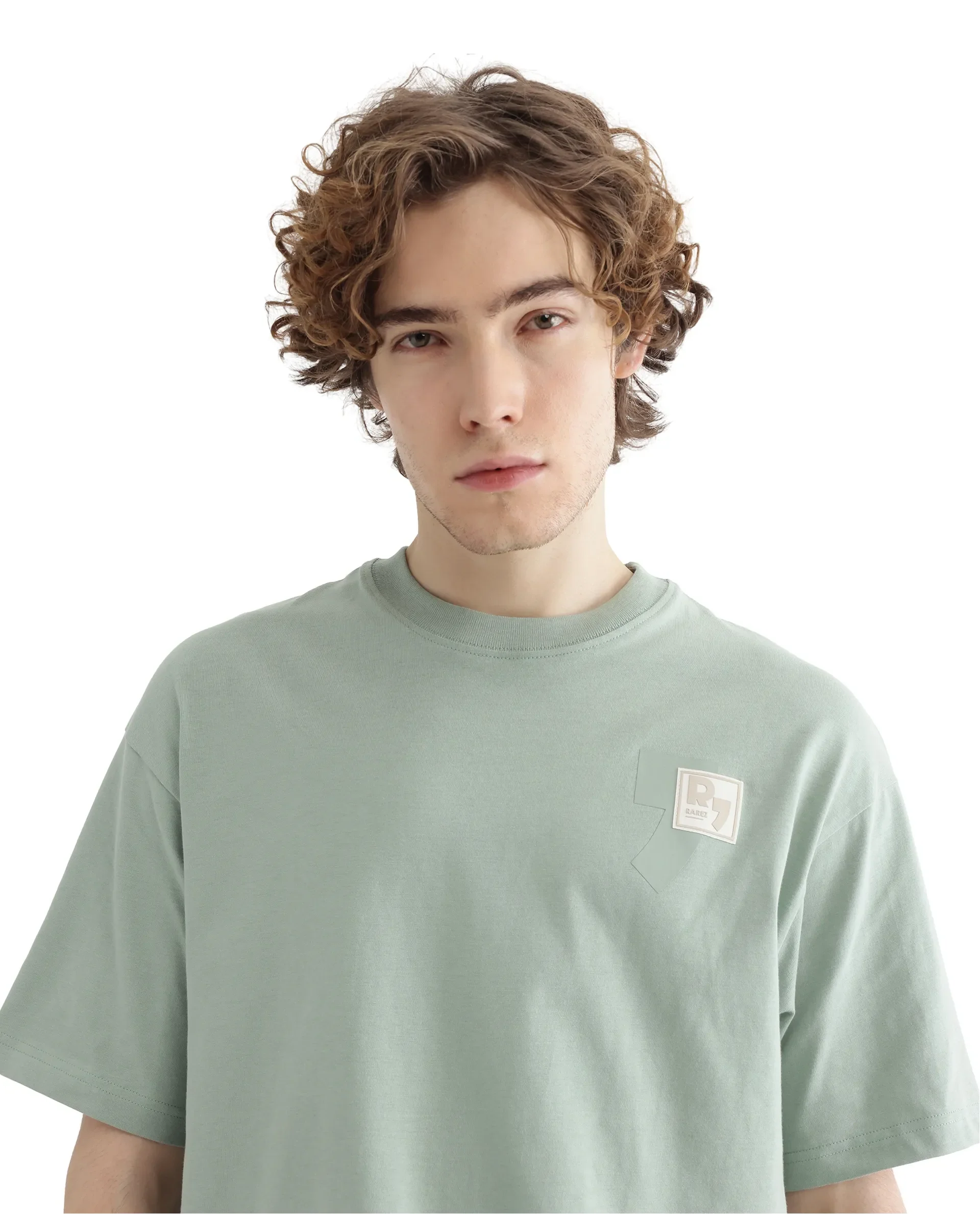 Rare Rabbit Men's Deus Dusky Green Cotton Hd Print Boxy Fit Half Sleeve Crew Neck T-Shirt - Image 3