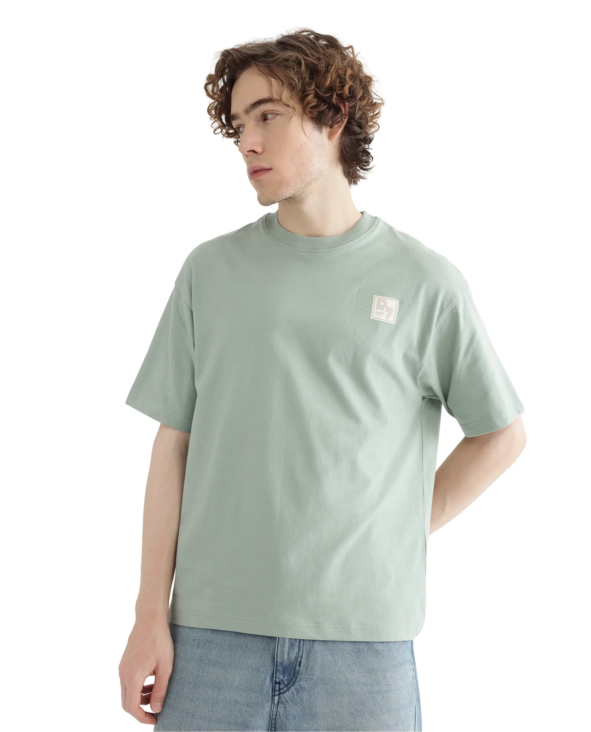 Rare Rabbit Men's Deus Dusky Green Cotton Hd Print Boxy Fit Half Sleeve Crew Neck T-Shirt - Image 4