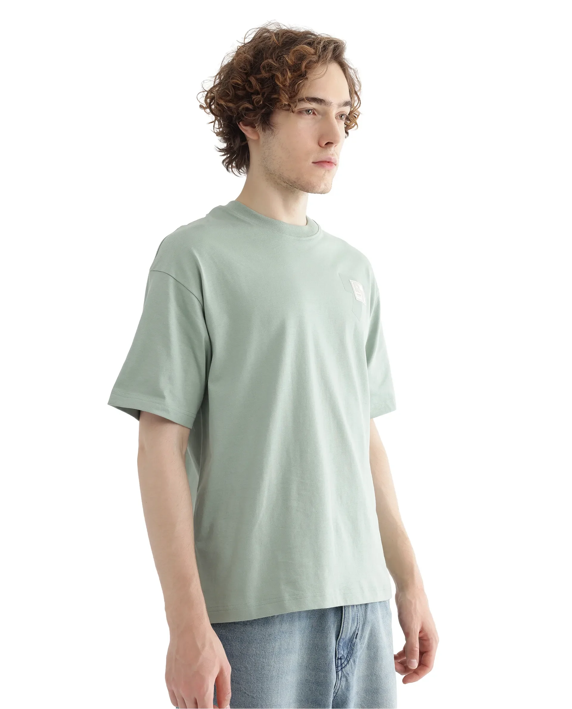 Rare Rabbit Men's Deus Dusky Green Cotton Hd Print Boxy Fit Half Sleeve Crew Neck T-Shirt - Image 8